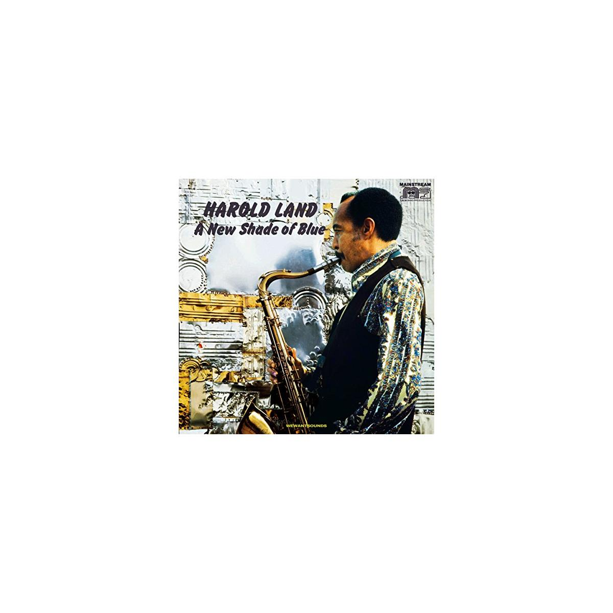 Pochette d'album. Homme jouant du saxophone. Le titre est 'A New Shade of Blue'.