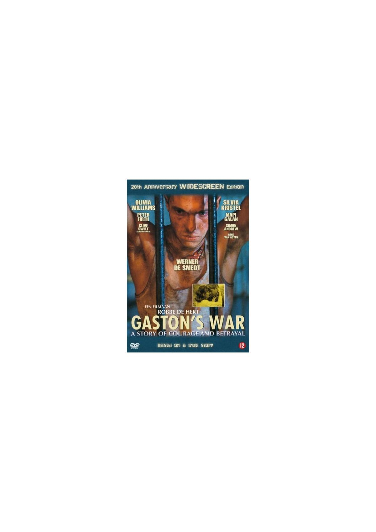 Filmposter met een man achter tralies. Tekst: Gaston's War, gebaseerd op een waargebeurd verhaal.