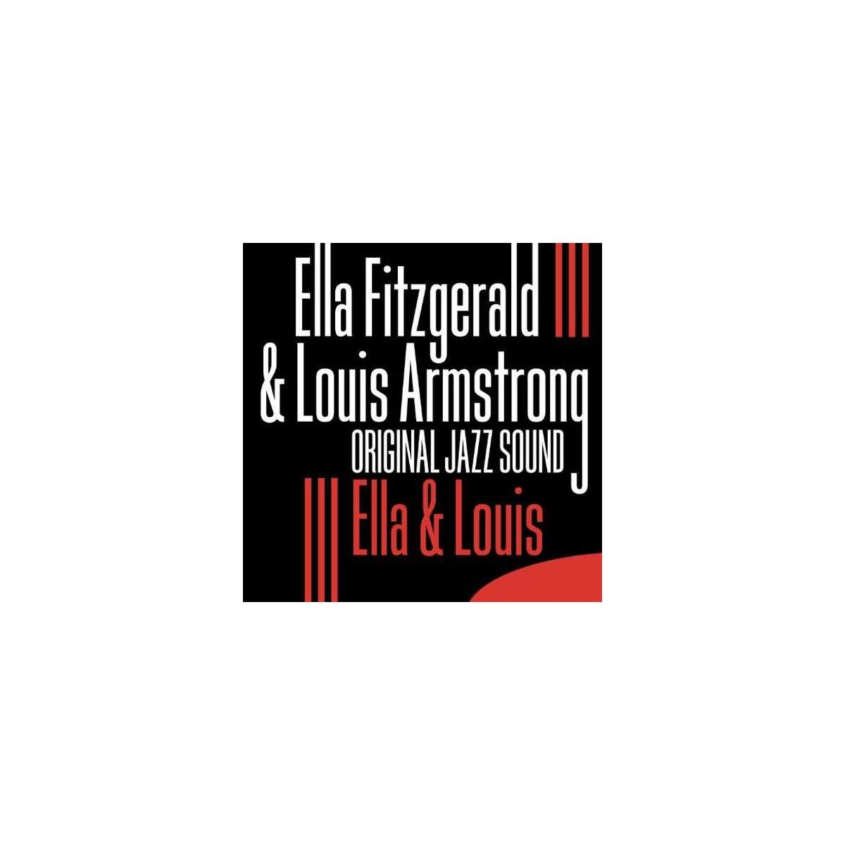 Pochette d'album en noir et blanc avec le texte 'Ella Fitzgerald & Louis Armstrong'.