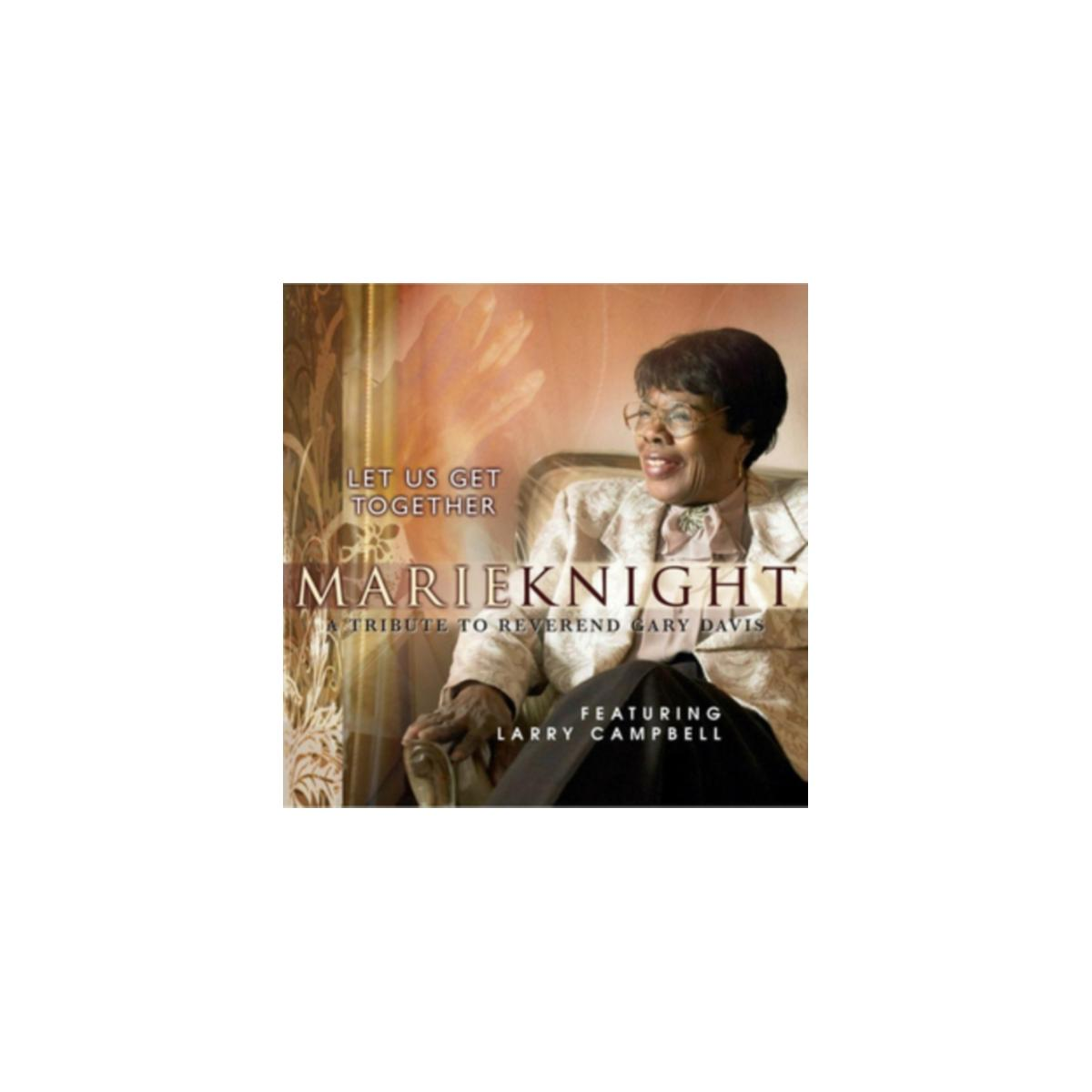 Albumhoes van een zittende vrouw met de tekst LET US GET TOGETHER, MARIE KNIGHT.