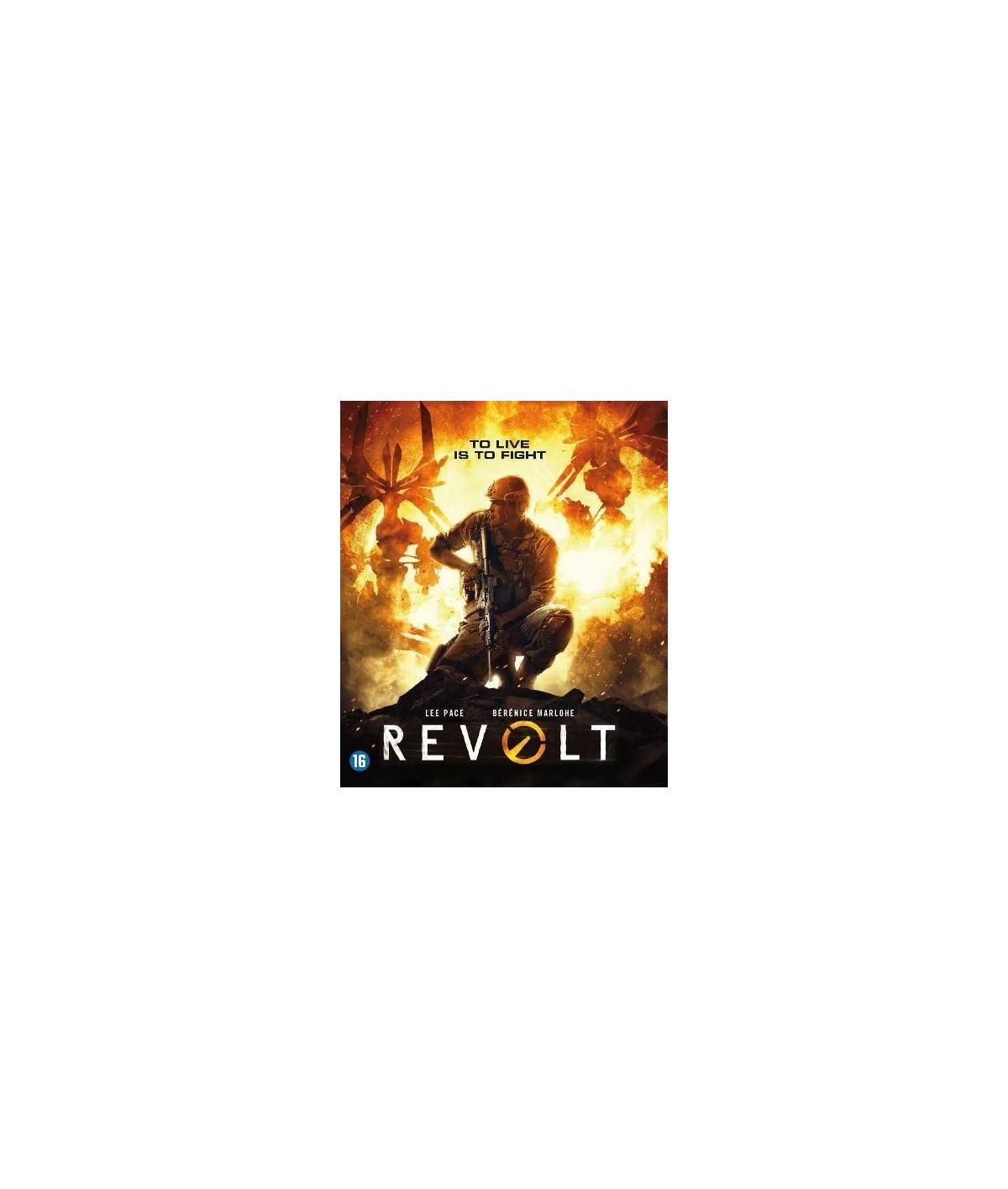 Filmcover. Een soldaat knielt met een geweer. Tekst: Revolt, To Live Is To Fight.
