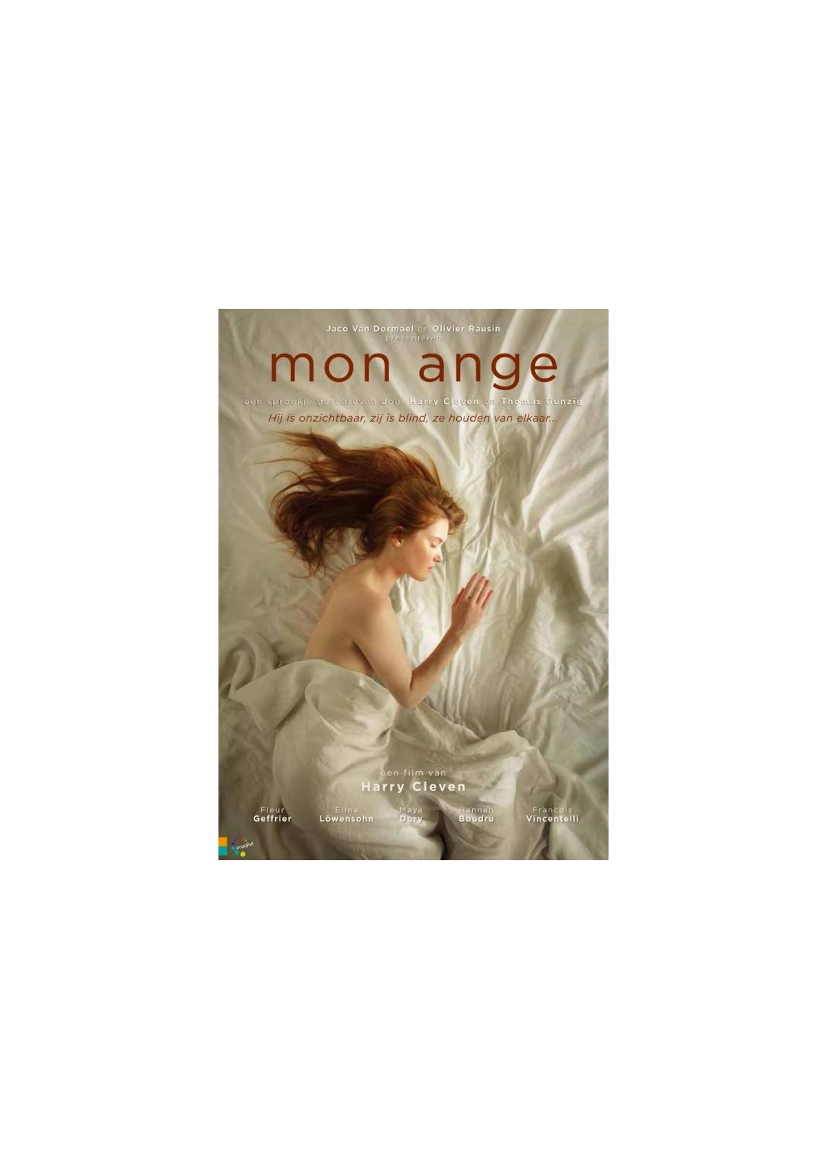 Affiche de film avec une femme au lit. Le titre est 'Mon Ange'.