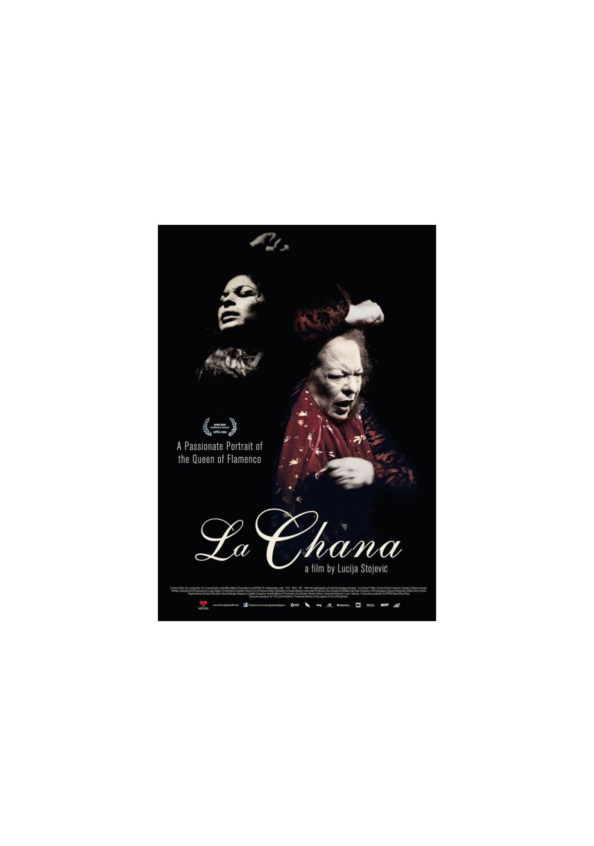 Filmposter voor La Chana. Twee vrouwen staan in de afbeelding. De titel staat in het midden.