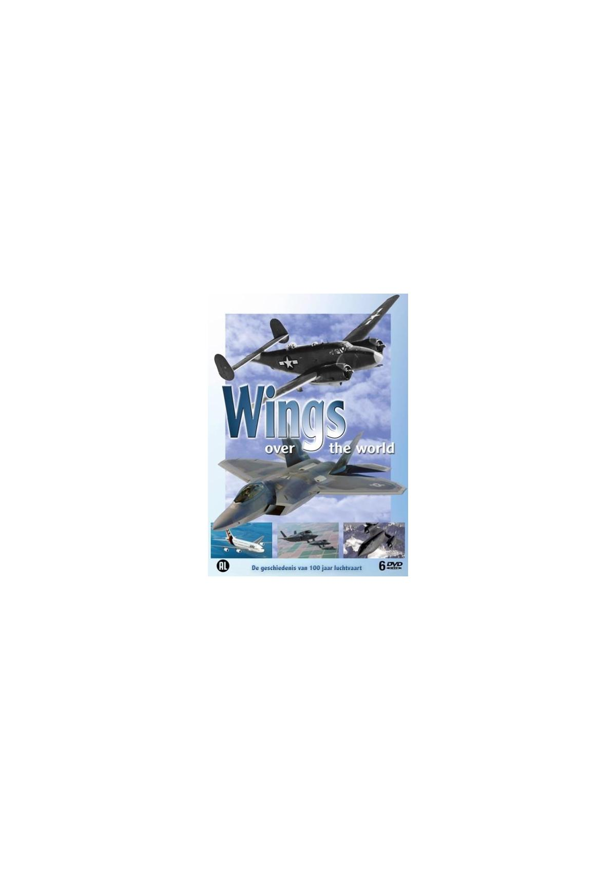 Couverture DVD. Un avion de chasse et un avion à hélice sont présentés. Titre : Wings over the world.