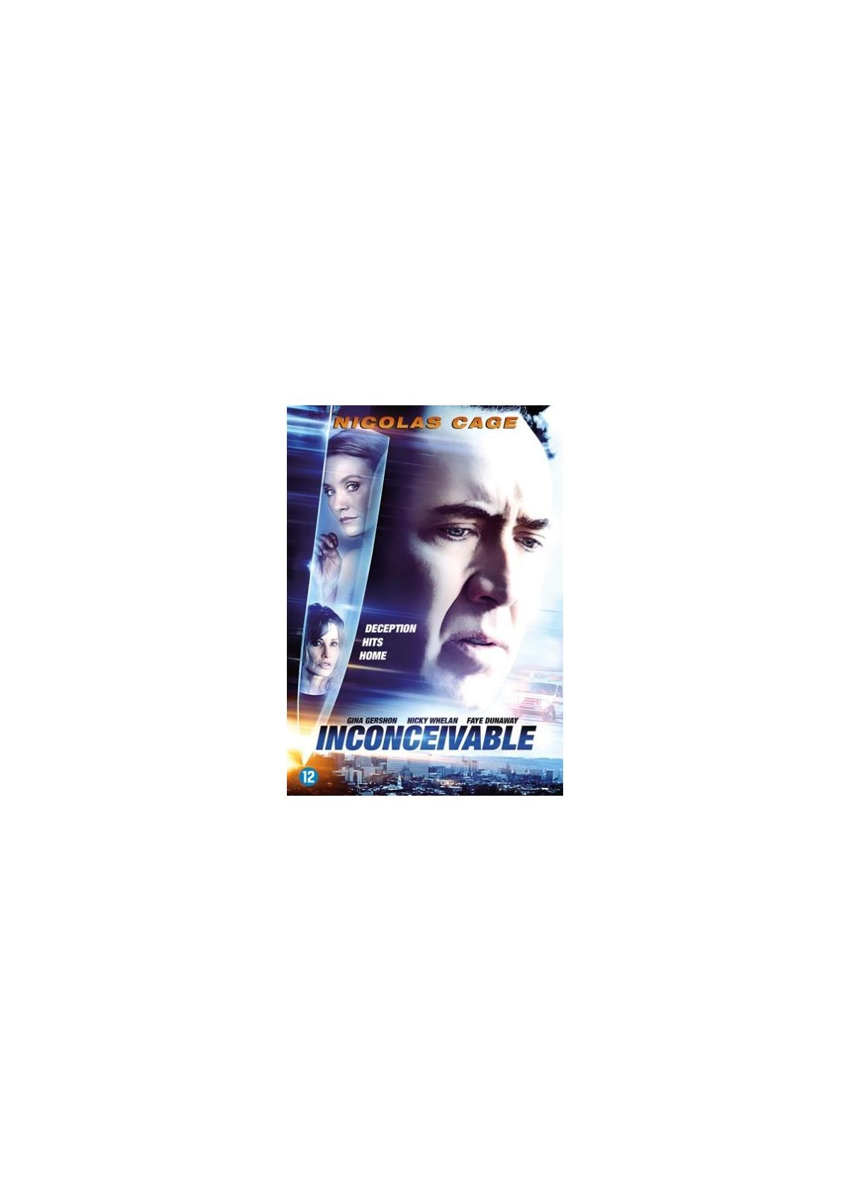 Filmposter voor Inconceivable. Nicolas Cage en twee vrouwen staan in de afbeelding. De titel staat onderaan.