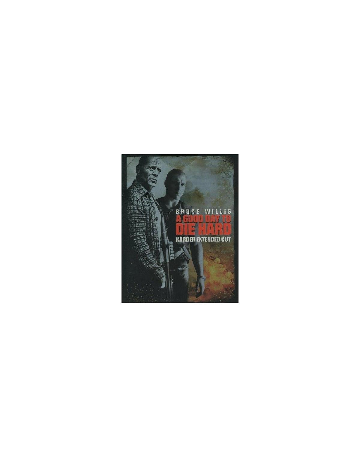 Pochette de film avec Bruce Willis et un autre homme. Texte : Die Hard, un beau jour pour mourir.