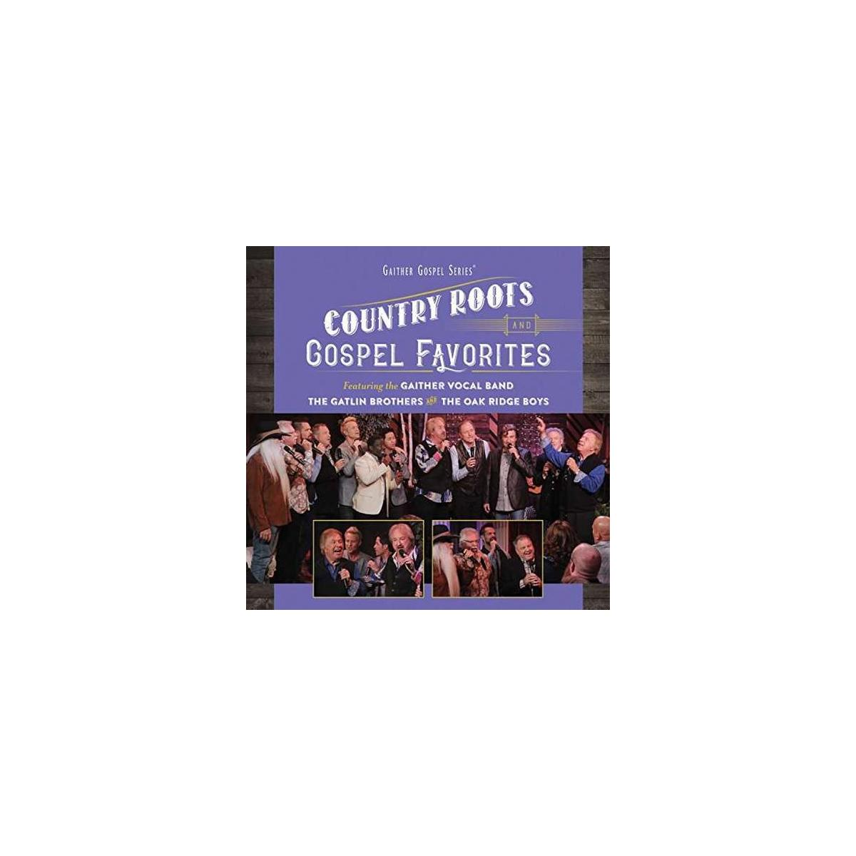 Albumhoes: 'Country Roots and Gospel Favorites' met een collage van artiesten en tekst.