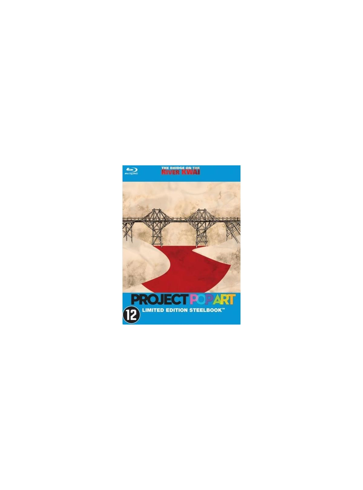 Blu-ray cover met een brug afbeelding en rood pad. Tekst: Project Pop Art.