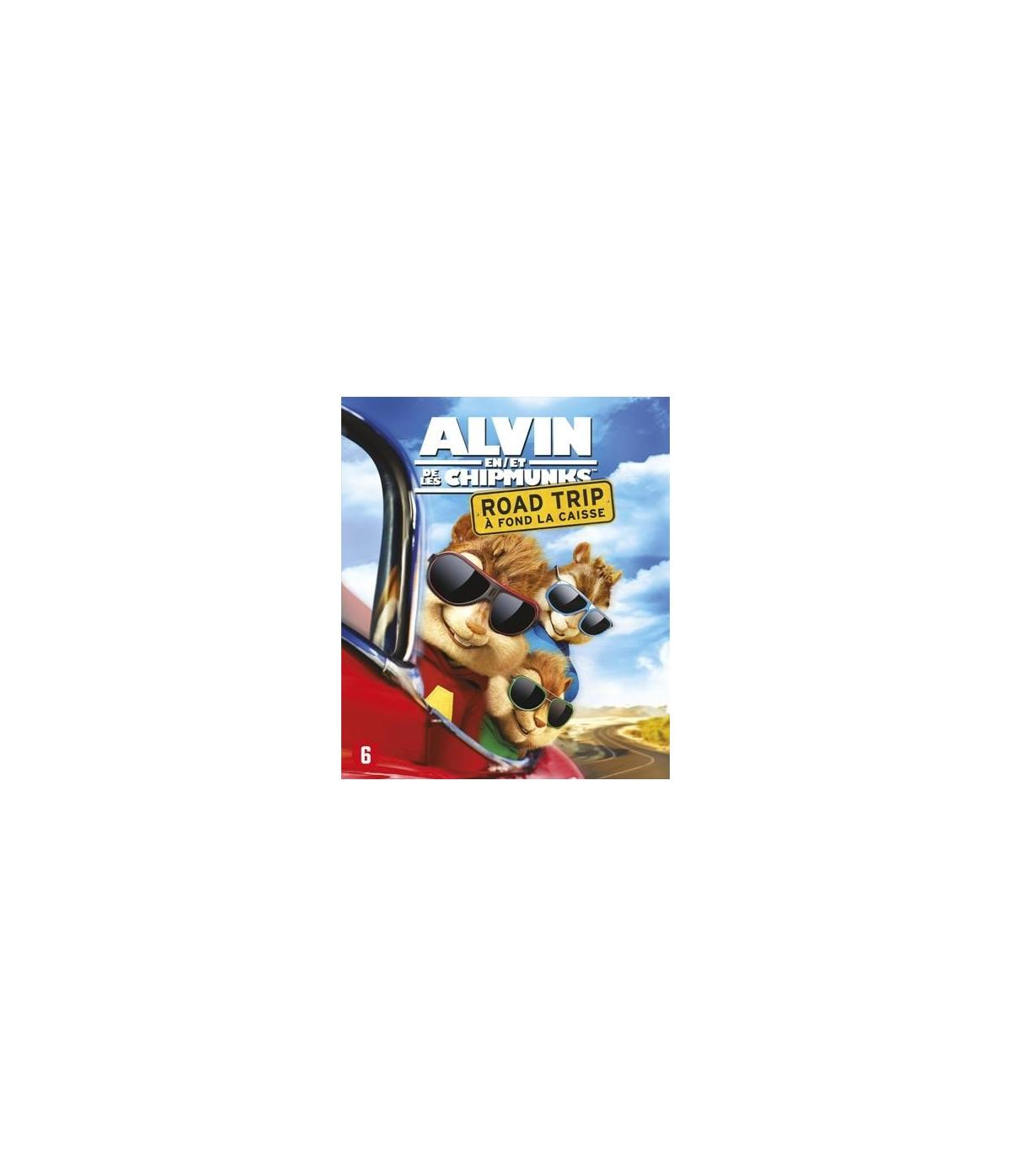 Poster voor de film Alvin and the Chipmunks. Alvin rijdt in een auto met een zonnebril en een bord 'road trip'.