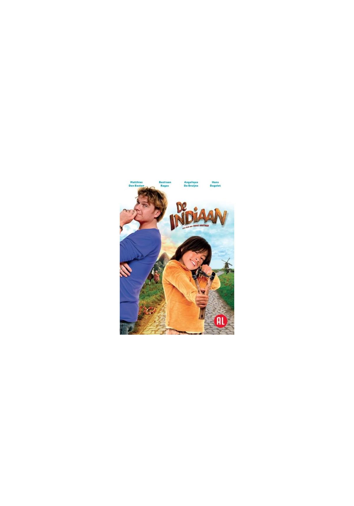 Couverture DVD De Indiaan. Deux personnes, l'un est un garçon tenant un arc.