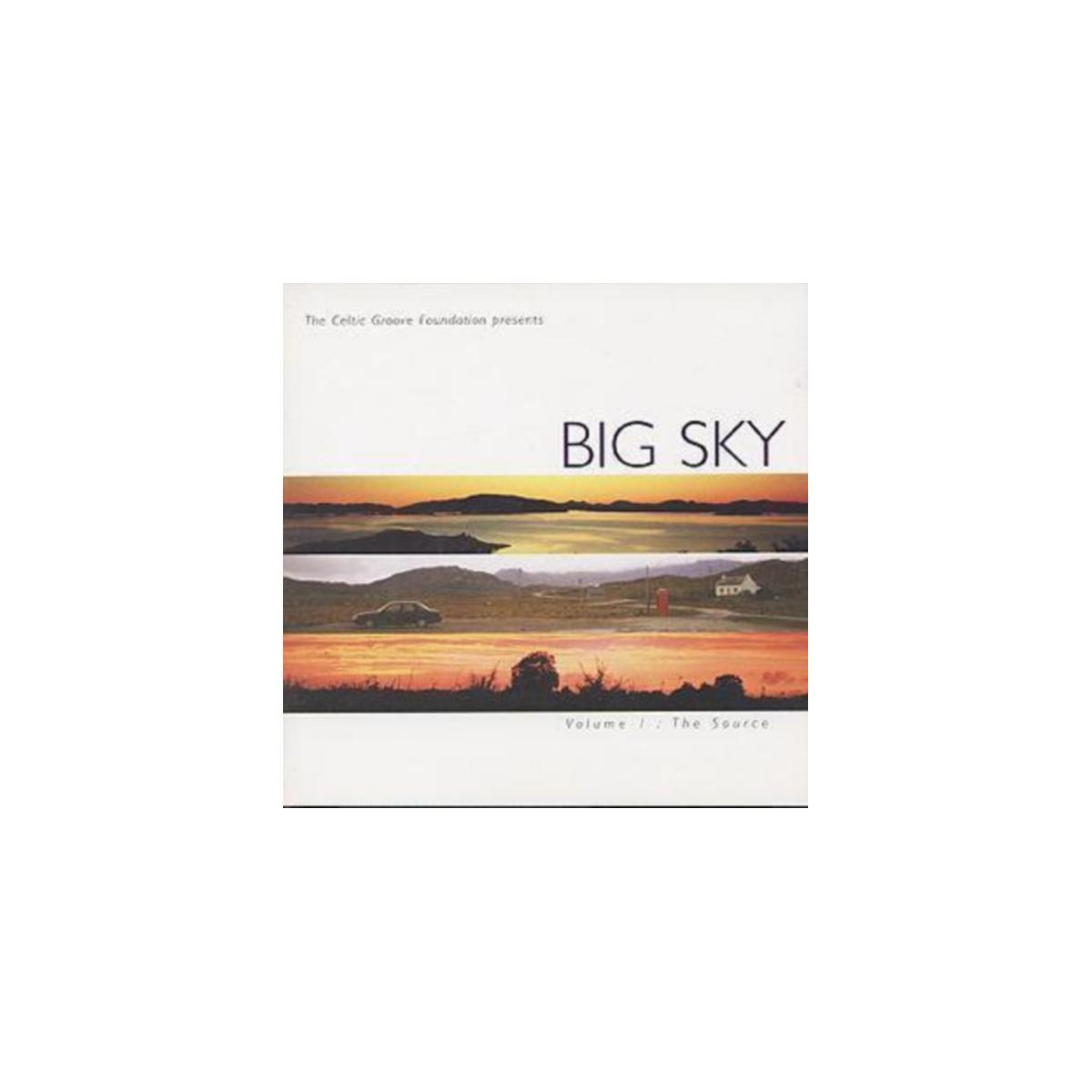 Pochette d'album avec le titre 'Big Sky' et une image de paysage d'un coucher de soleil sur l'eau.