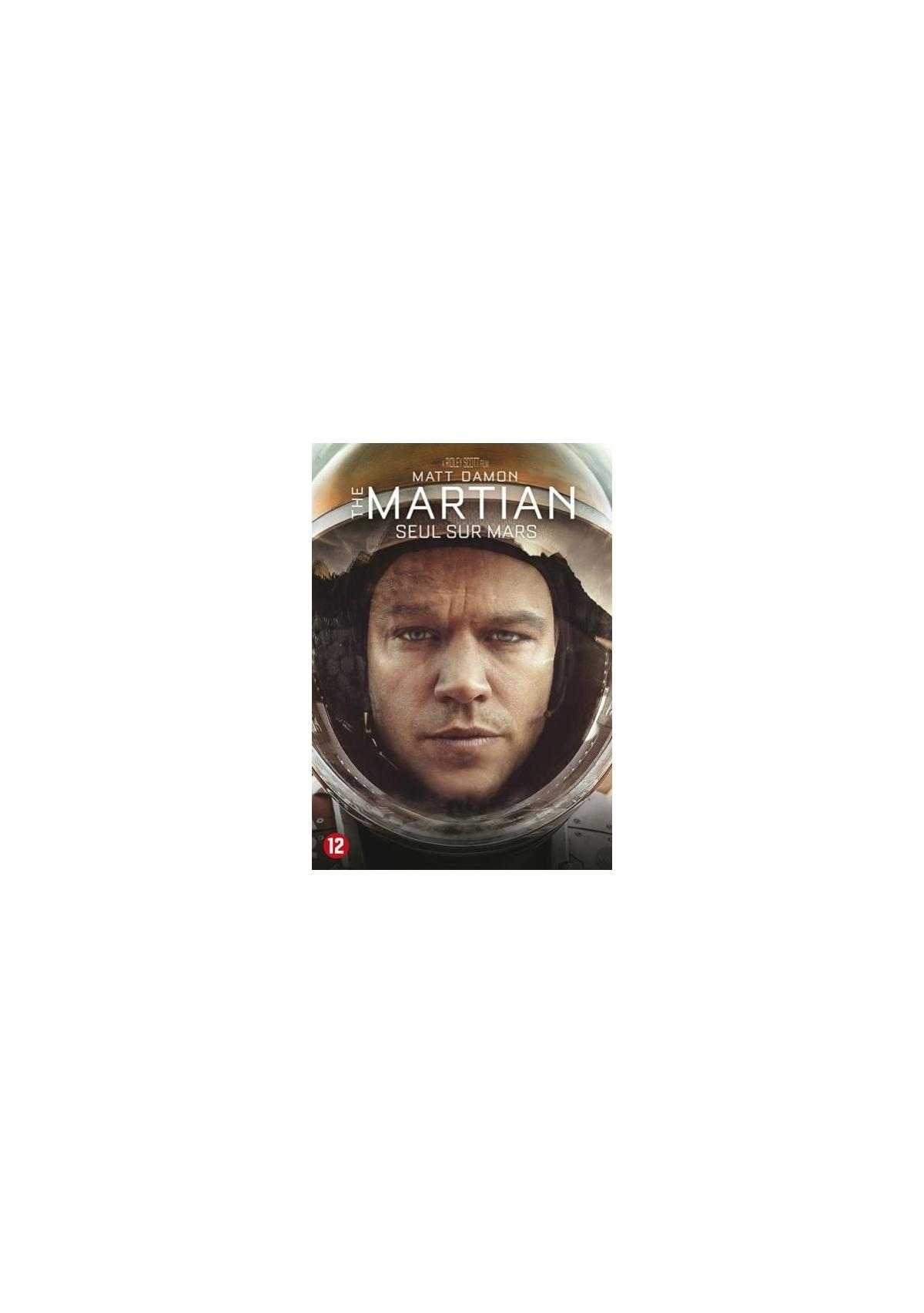 Affiche du film : Homme portant un casque spatial, avec le titre "The Martian" et le visage de Matt Damon.