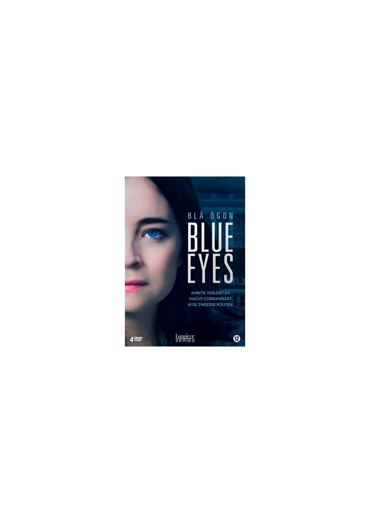 DVD-hoes: Blue Eyes. Het gezicht van een vrouw is zichtbaar op de cover.
