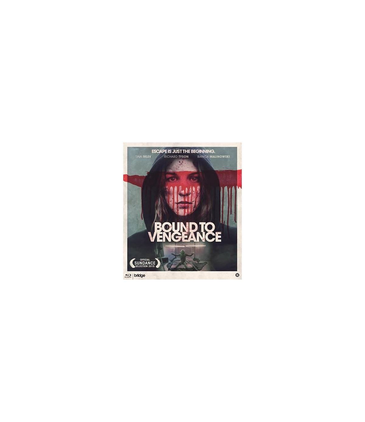Jaquette DVD : Bound to Vengeance. On voit le visage d'une femme avec de la peinture rouge.