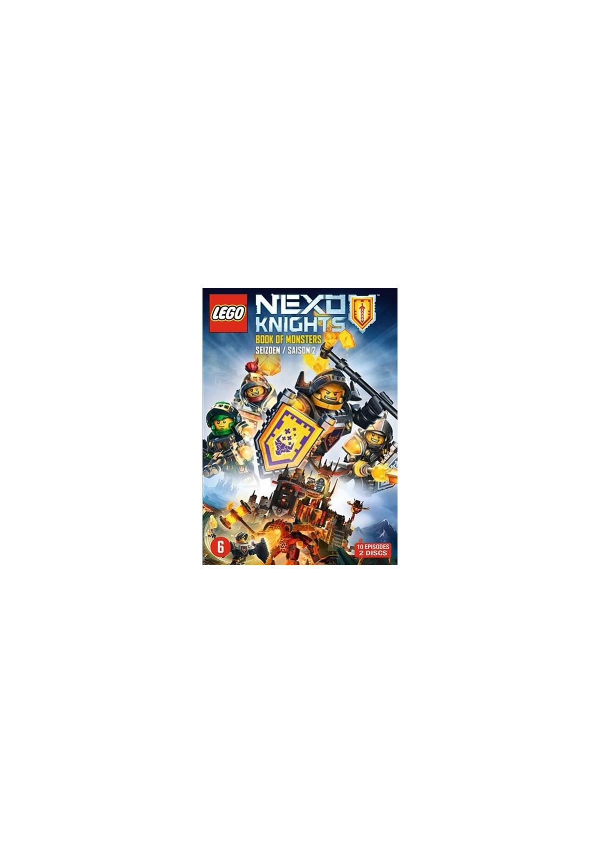 Couverture du DVD Lego Nexo Knights. Chevaliers en armure et un château en arrière-plan.