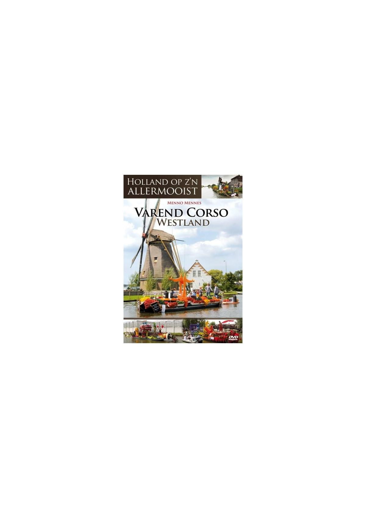 Pochette de film : moulin, eau, bateau, titre 'Varend Corso Westland', texte 'Holland op z'n allermooist'.
