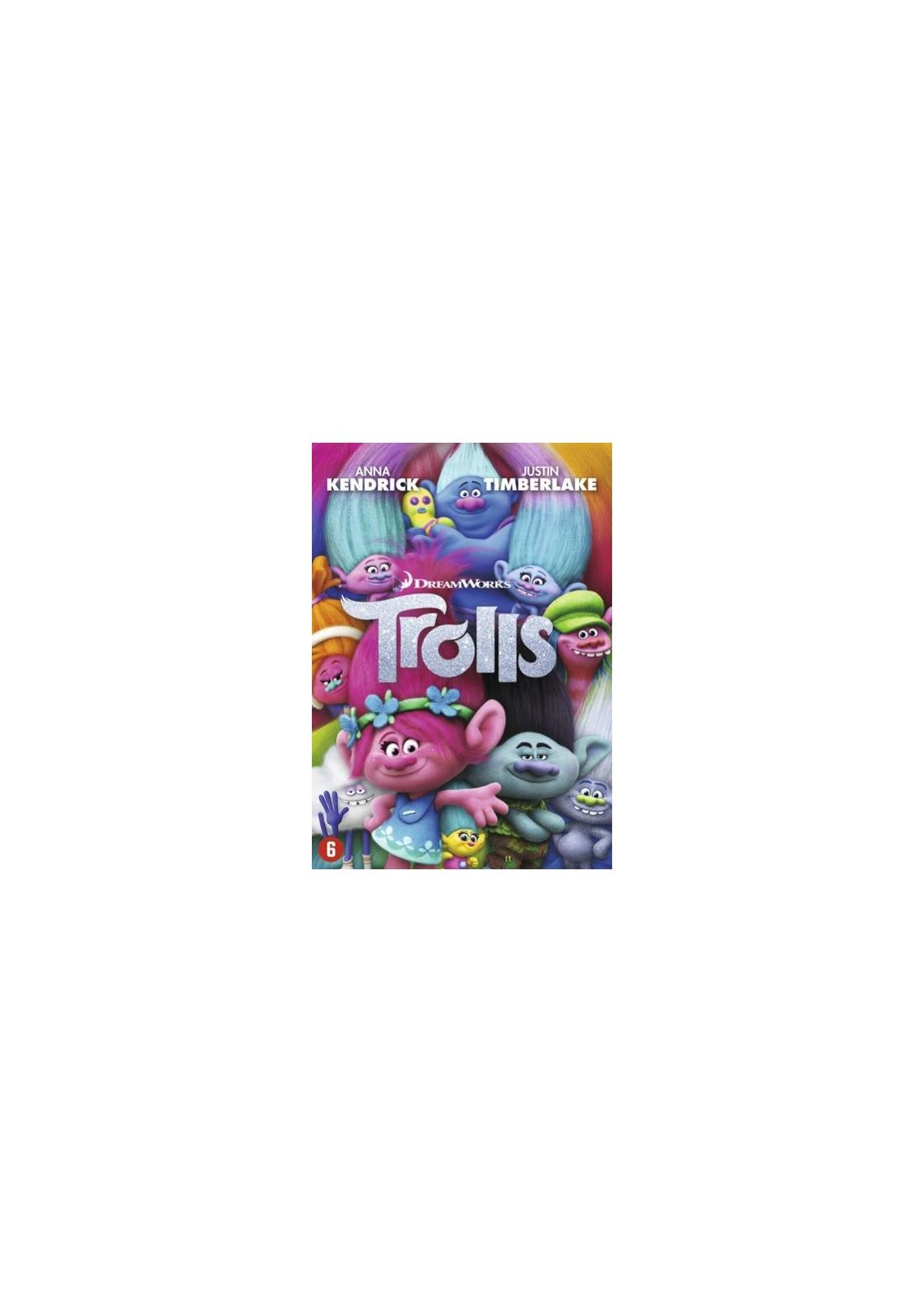 Affiche de film avec des personnages de dessins animés. Titre : Trolls.