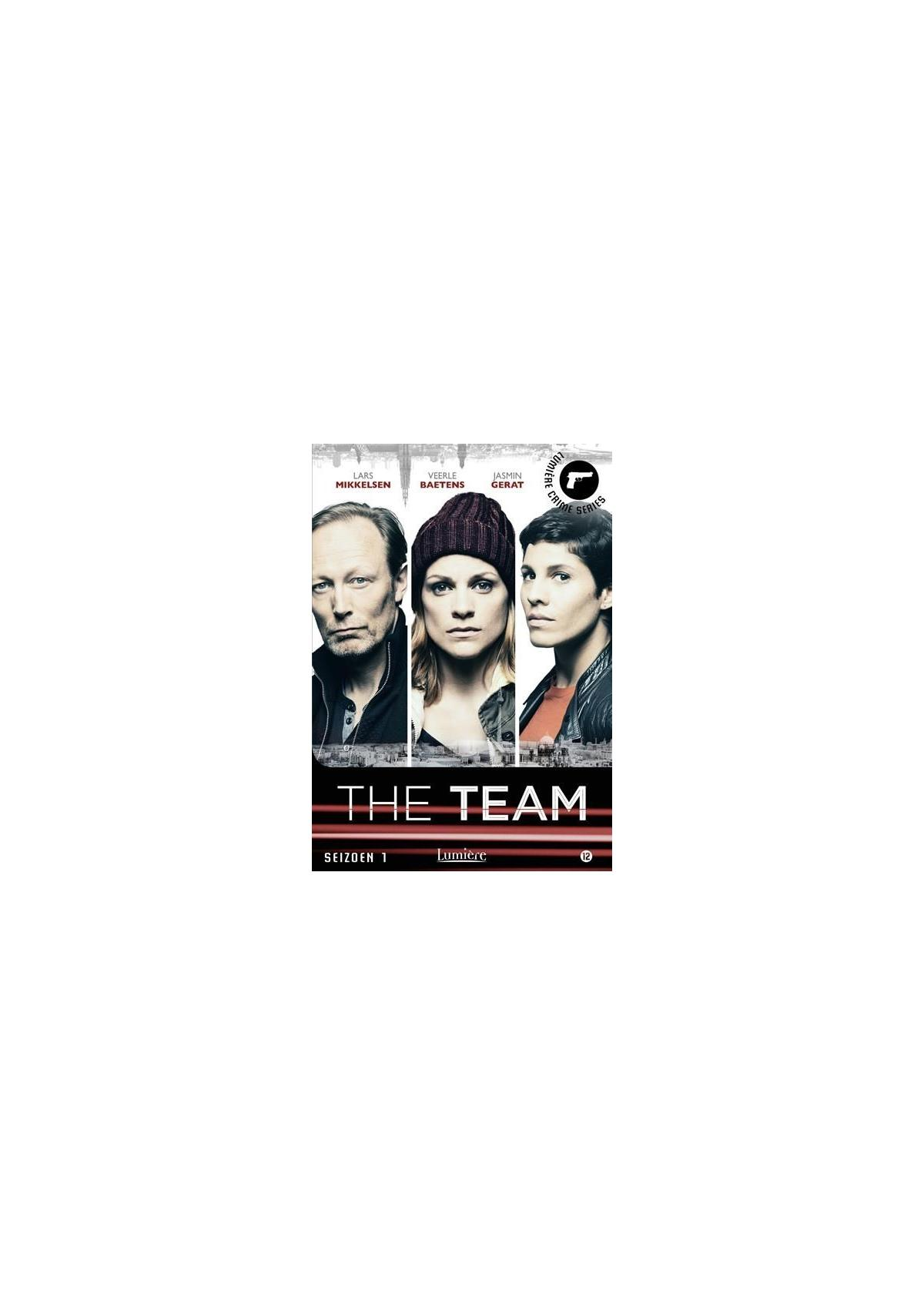 Filmposter met drie gezichten, de titel 'The Team' en een pistool.