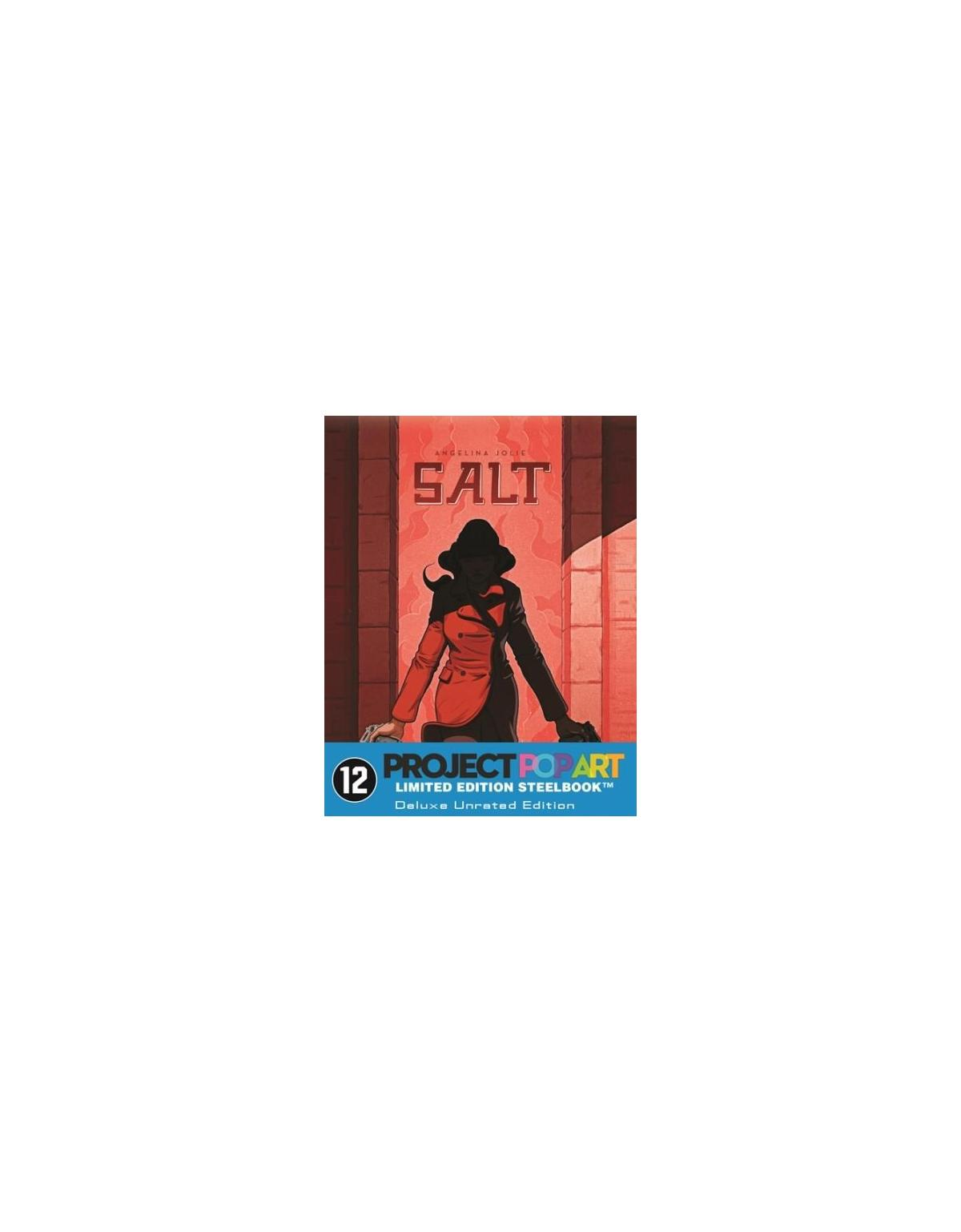 Filmposter voor 'Salt'. Een vrouwensilhouet met rode achtergrond en tekst: Salt.