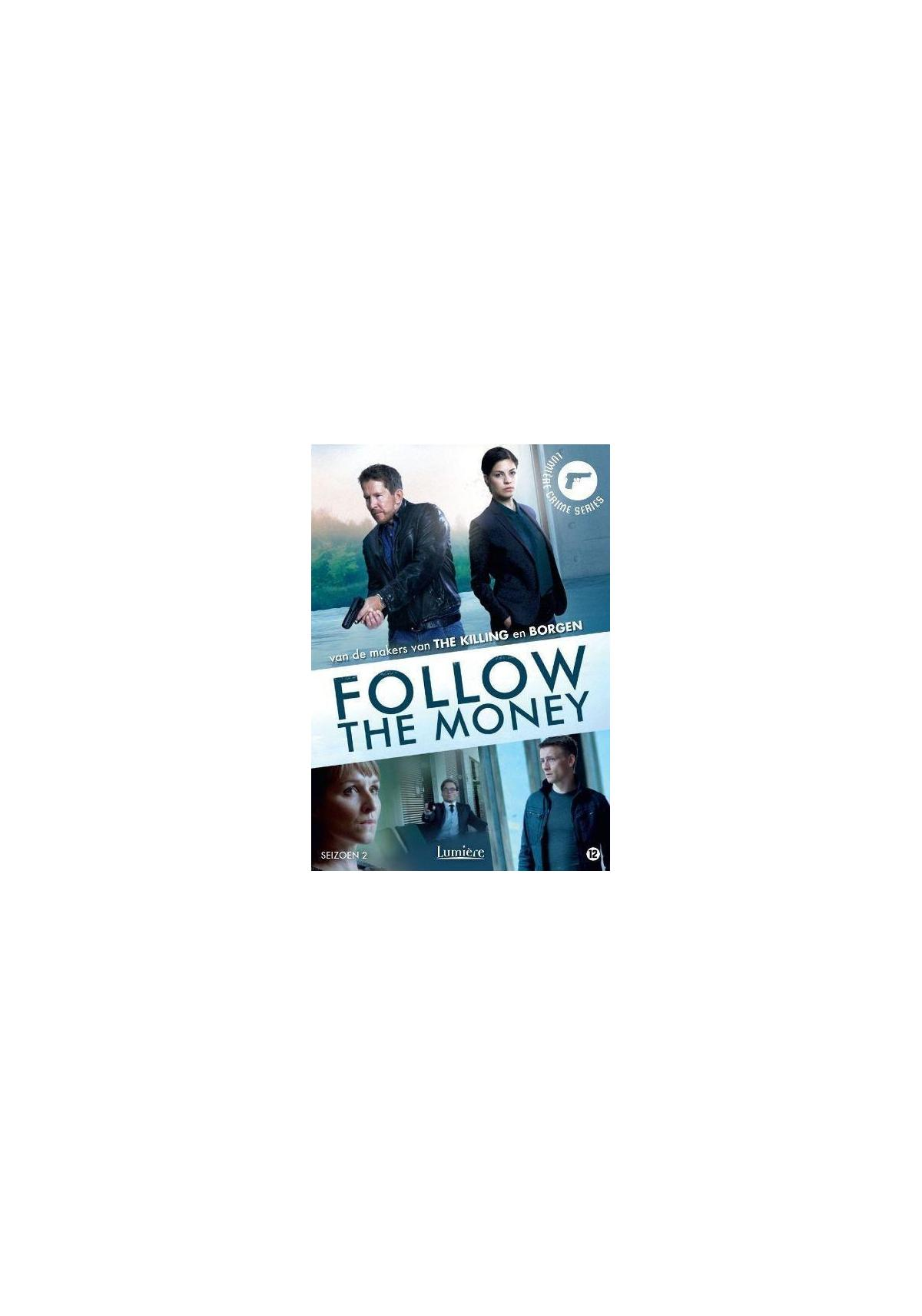 Couverture DVD de 'Follow the Money', avec plusieurs personnages.