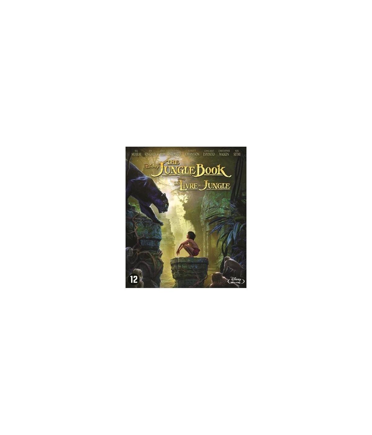 Couverture DVD du 'Livre de la Jungle'. Garçon assis sur un rocher avec une panthère.