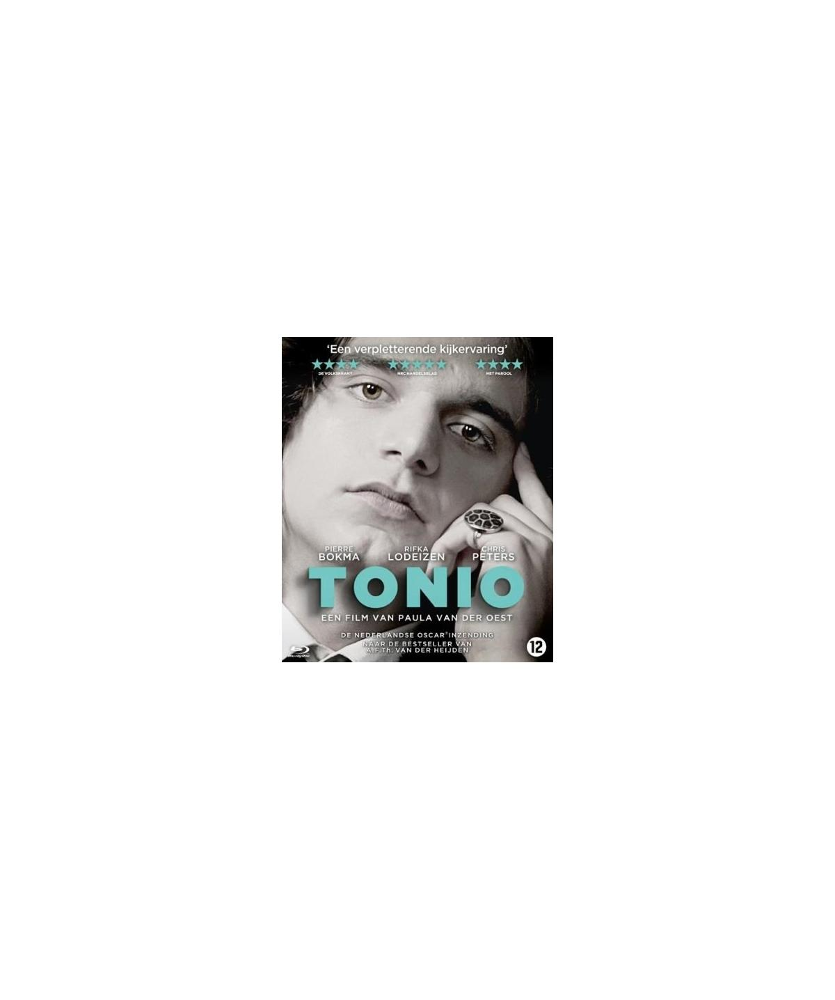 Couverture de film : Visage d'homme, titre 'TONIO', texte néerlandais et classification 12.
