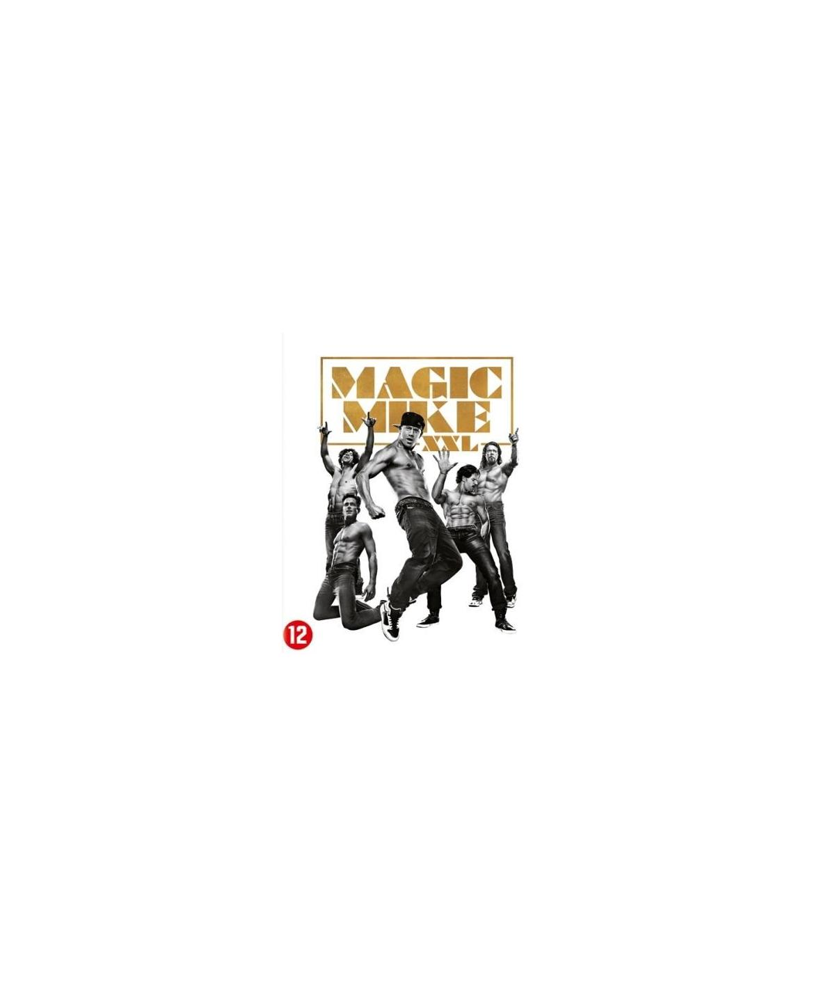 DVD-hoes van 'Magic Mike XXL'. Mannen die dansen, ontbloot bovenlijf.