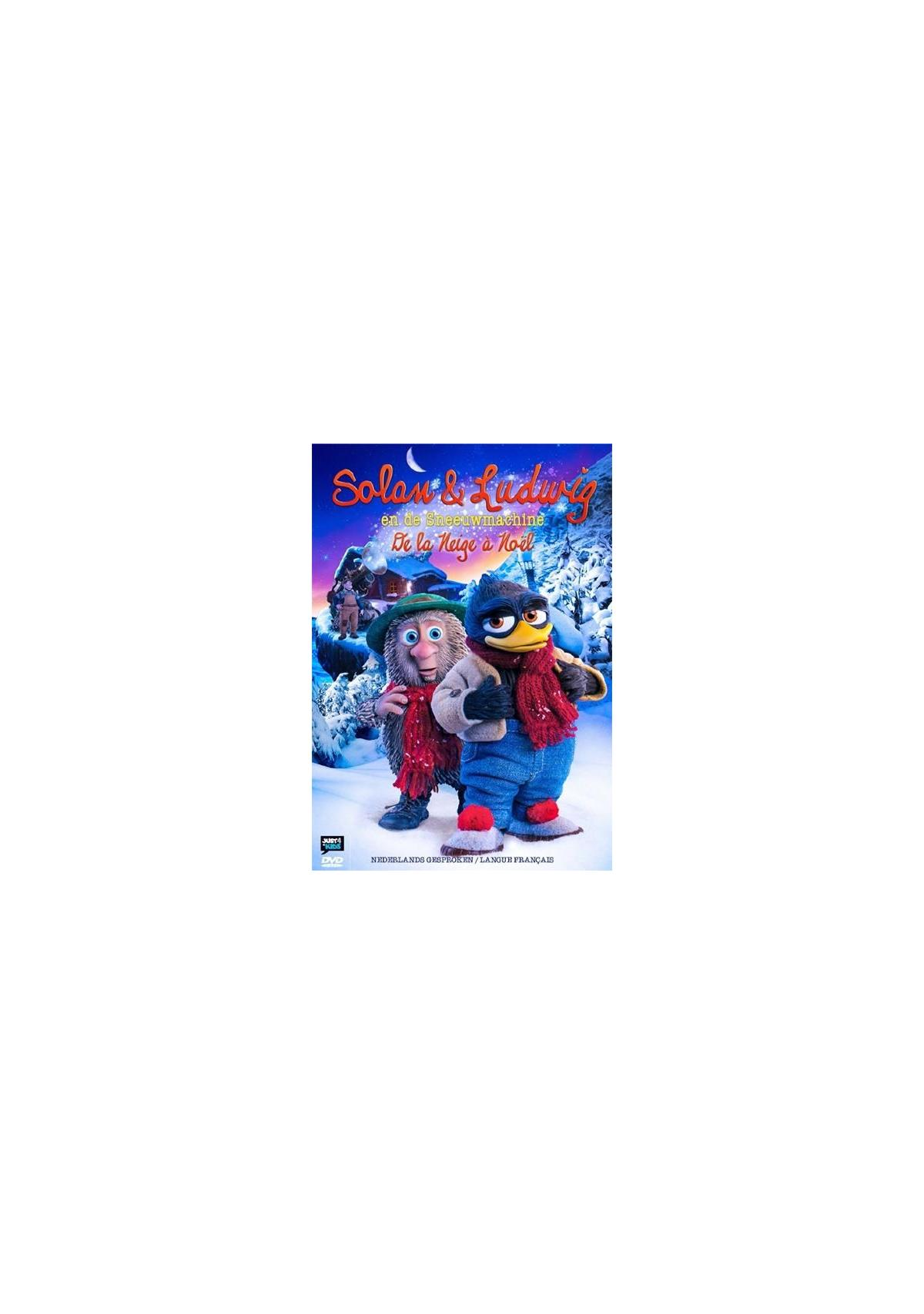 Filmposter: Geanimeerde personages in winterkleding. Titel "Solen & Ludvig".