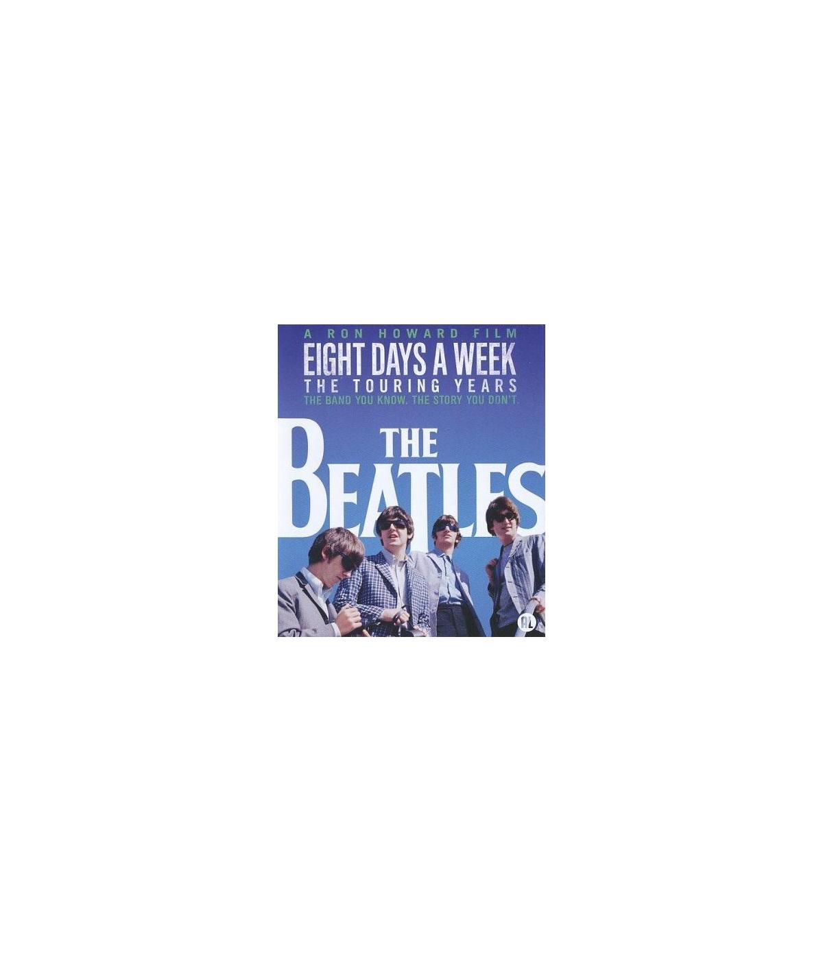 Filmposter van de Beatles. Titel: Eight Days a Week. De band staat op een straat.