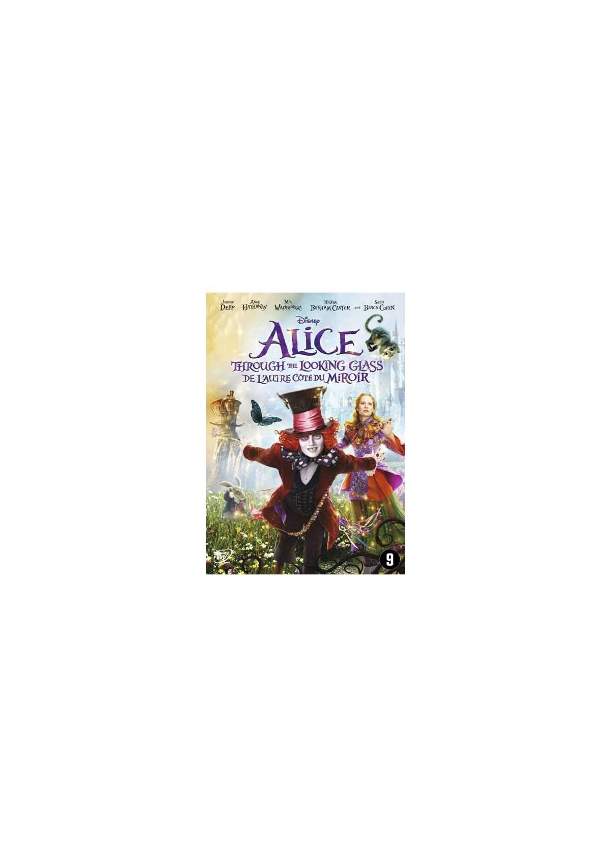 Affiche du film : Alice au pays des merveilles. Chapelier fou et Alice dans une scène colorée.
