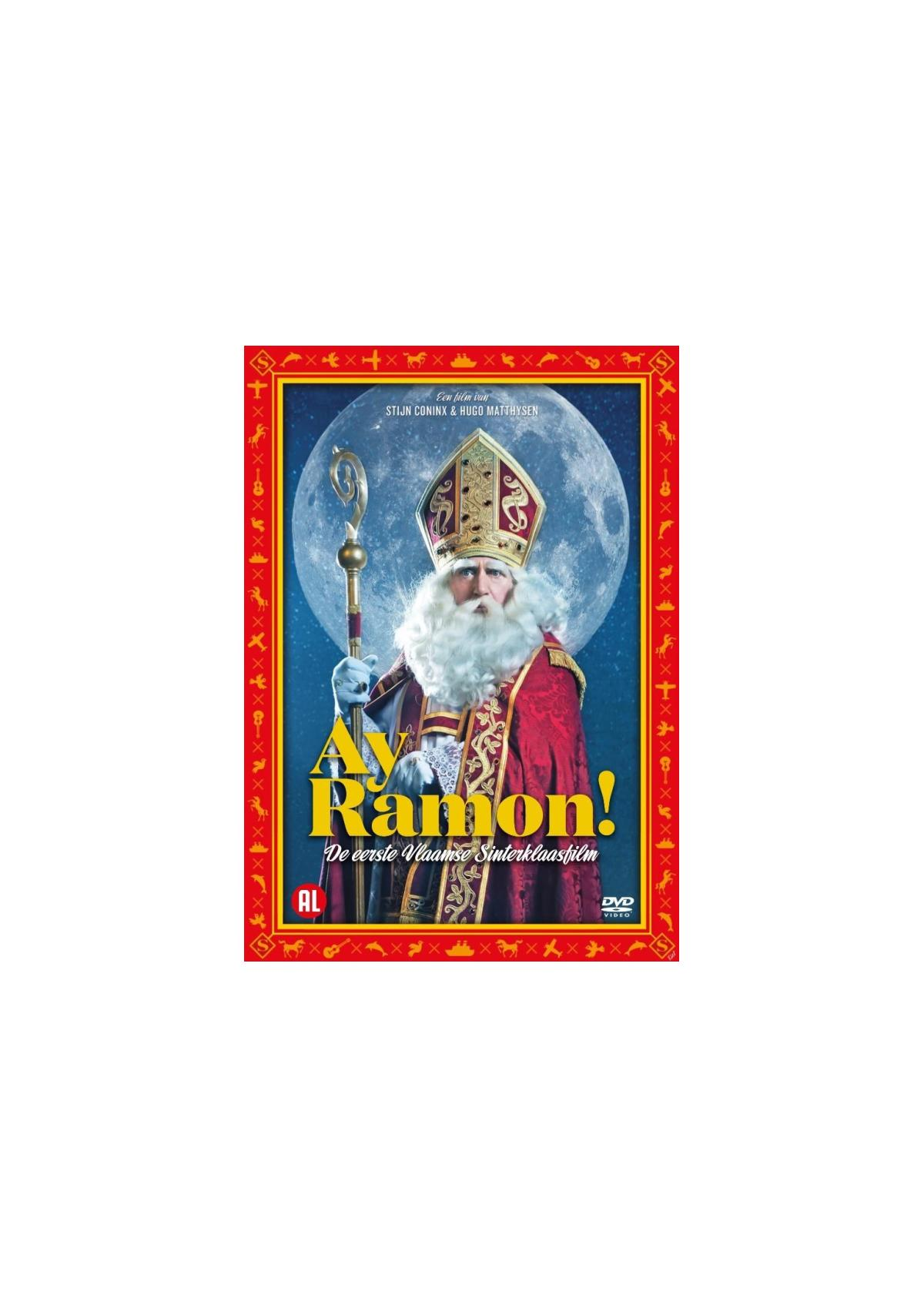 Filmposter met een man in een rode mantel. Titel: Aan Ramon! Een maan op de achtergrond.