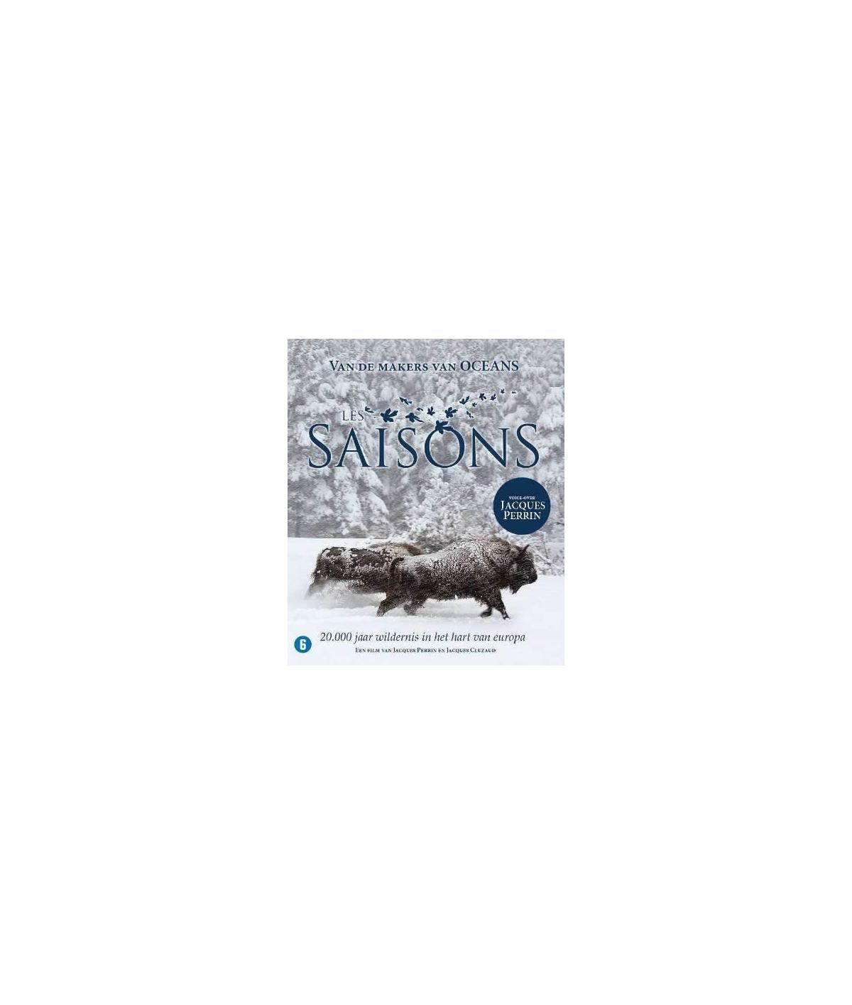 Cover van het boek Les Saisons. Sneeuwlandschap met twee bizons. Titel in het Frans.