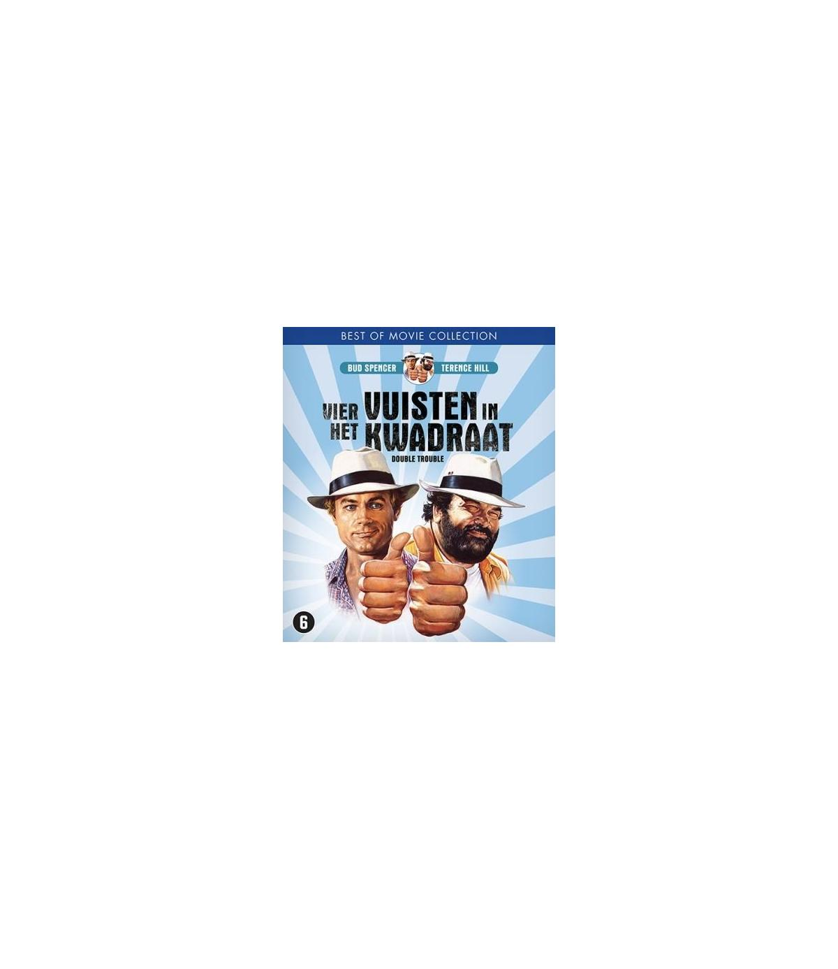 Affiche du film Vier Vuisten in het Kwadraat. Deux hommes avec le pouce levé. Le titre est en blanc.