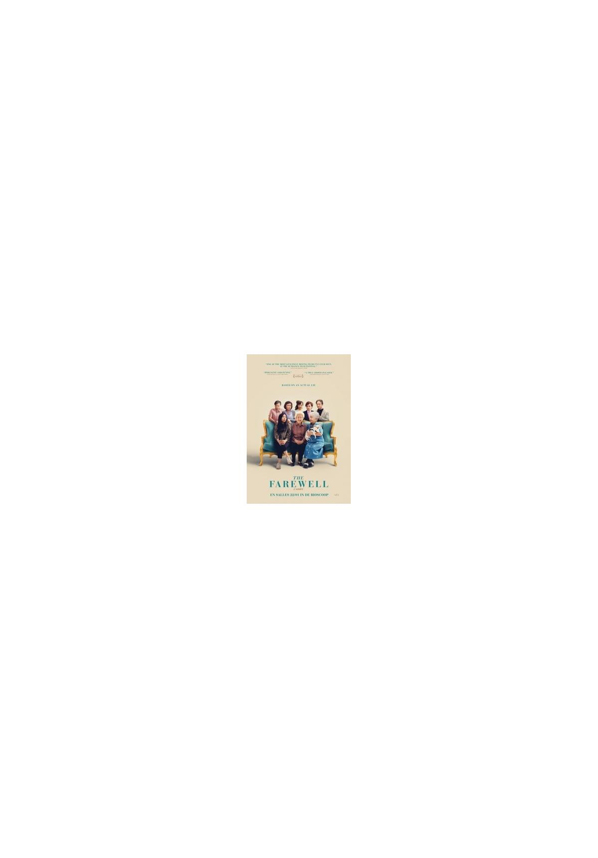 DVD-hoes: 'Farewell' met een groep mensen op een bank.