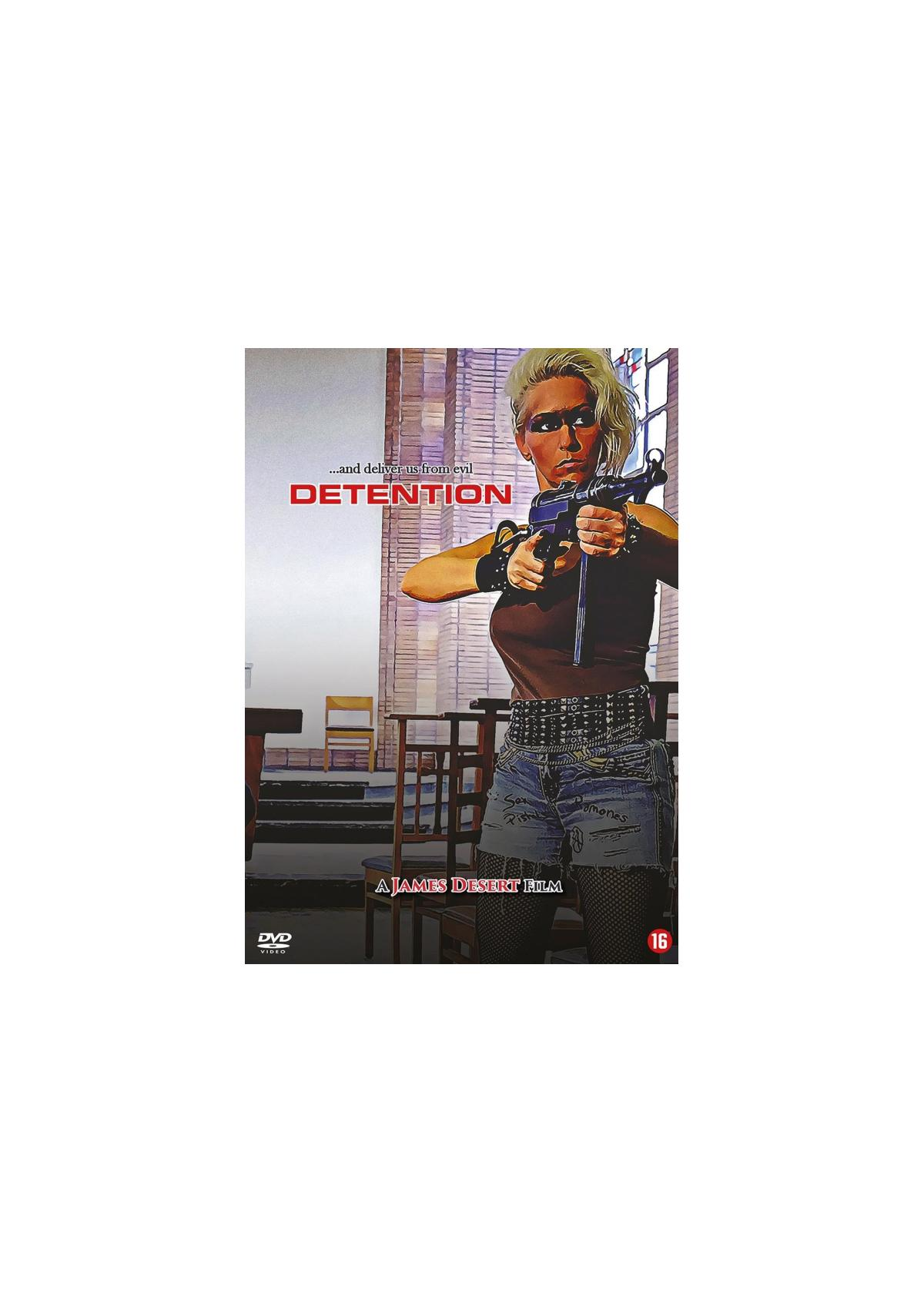 Filmoverzicht met een vrouw die een pistool vasthoudt. De titel is 'DETENTION'.