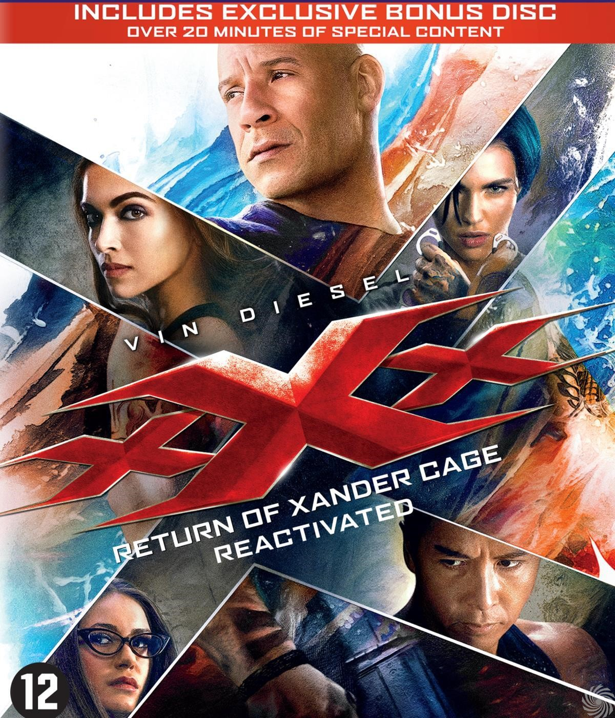 Couverture DVD : 'xXx: Return of Xander Cage' avec Vin Diesel et d'autres.