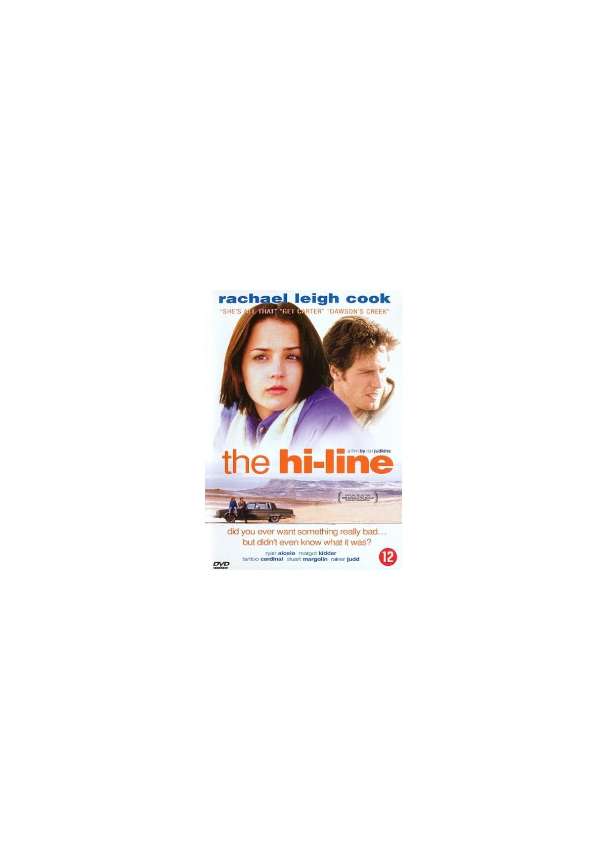 Couverture DVD : Affiche du film 'The Hi-Line'. Montre une femme et un homme, et une voiture sur la route.