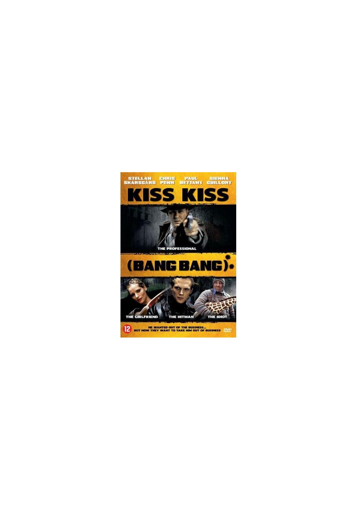 Affiche du film Kiss Kiss Bang Bang. Trois scènes avec des acteurs. Le titre est en haut.