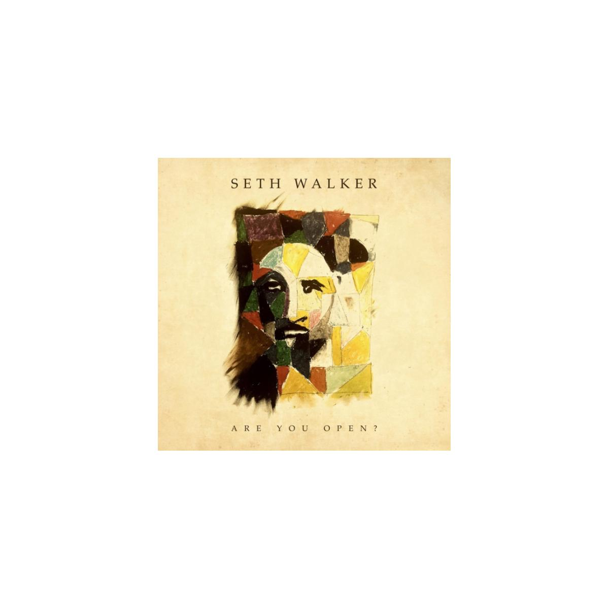 Couverture d'album avec un visage abstrait coloré. Le texte au-dessus dit 'SETH WALKER', en dessous 'ARE YOU OPEN?'.