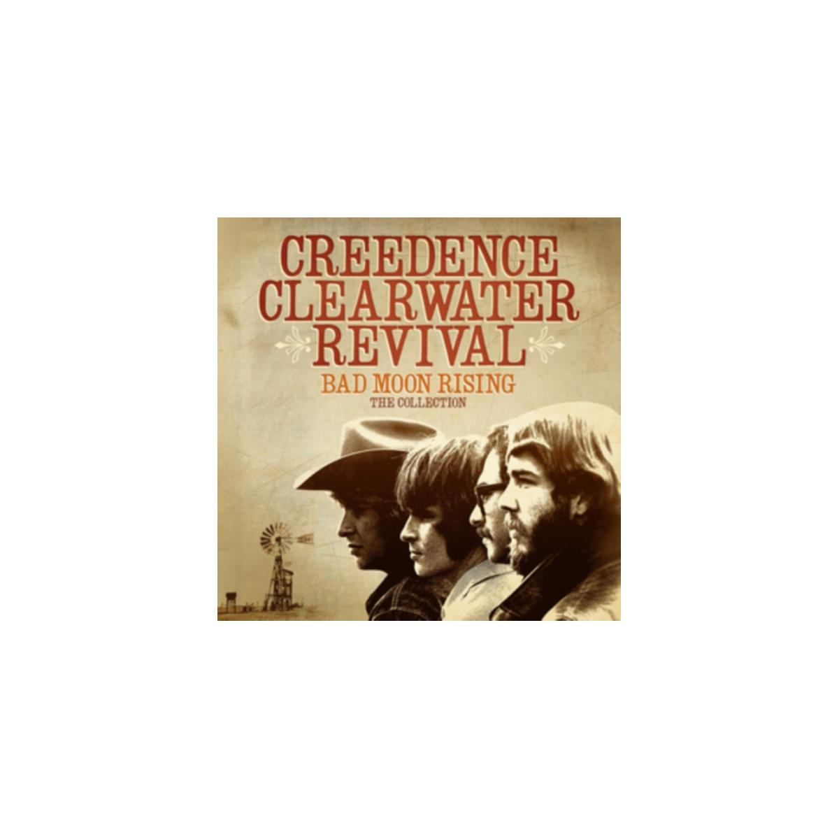 Copertina dell'album Creedence Clearwater Revival. Quattro uomini di profilo. Sfondo beige con testo e mulino a vento.
