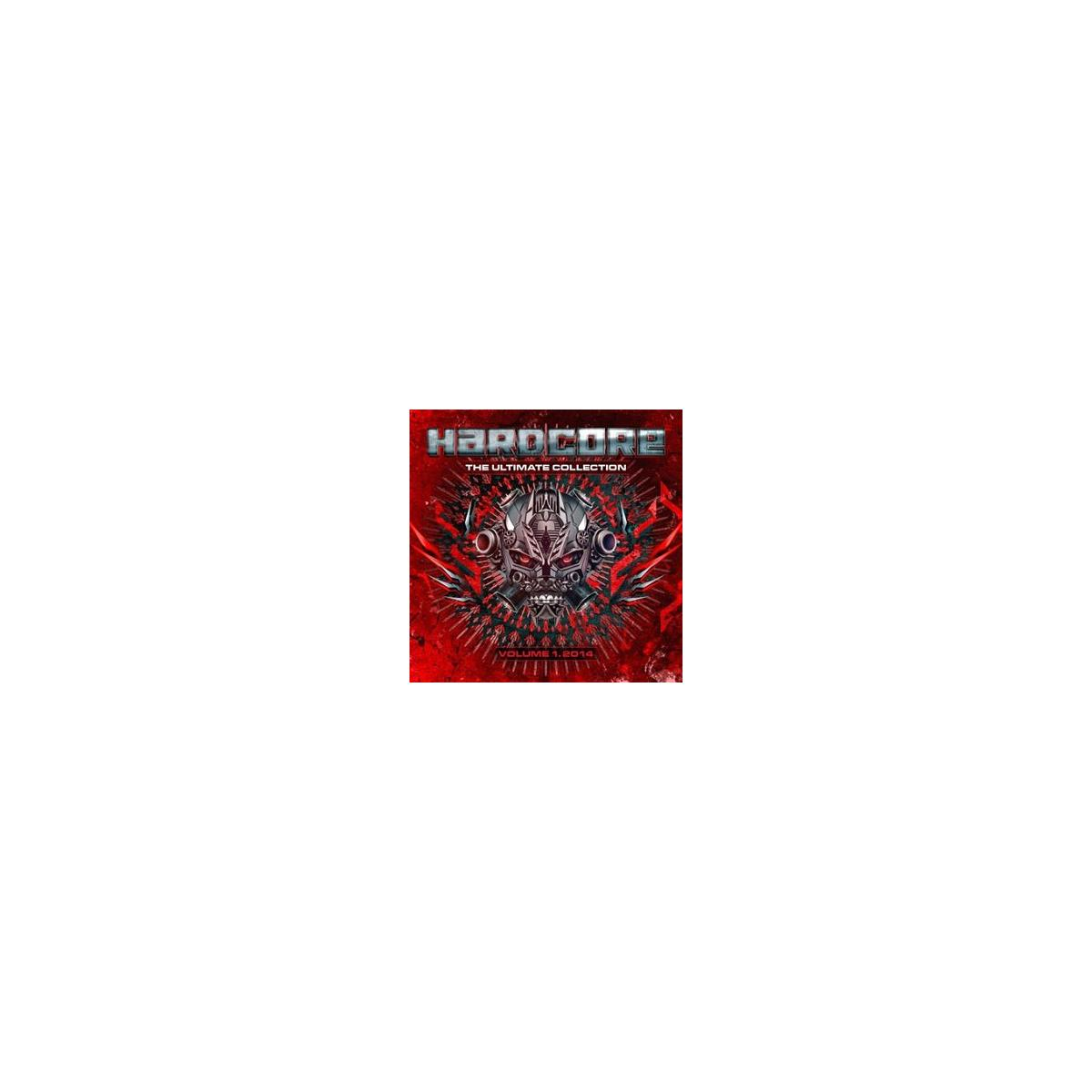 Pochette d'album avec un crâne en métal. Fond rouge et design pointu. Le texte dit "HARDCORE".
