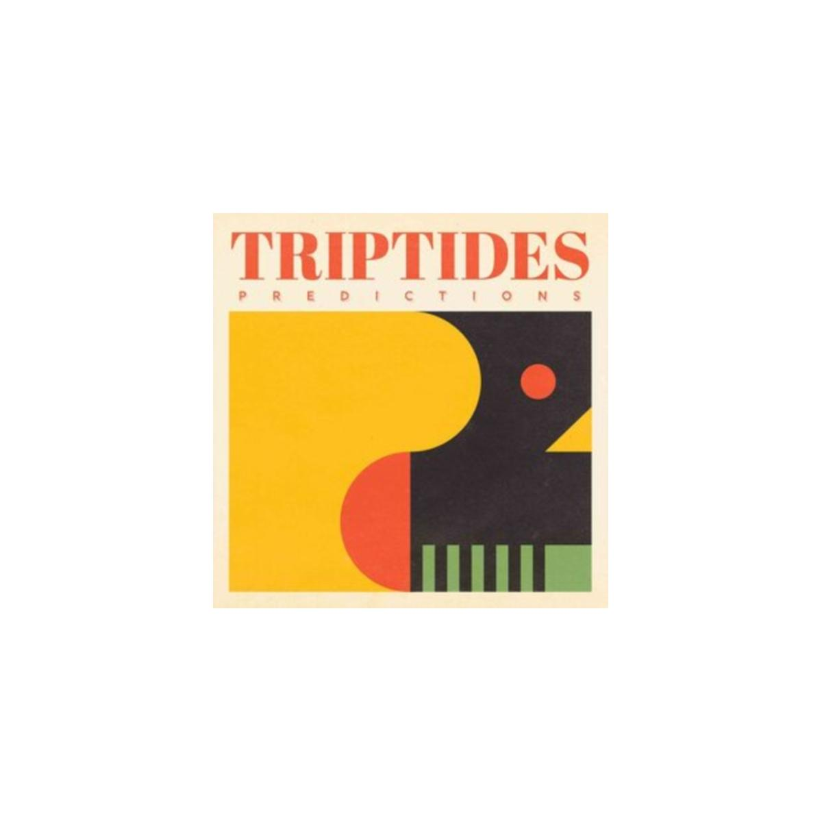 Copertina dell'album: Triptides, Predictions. Design astratto con colori giallo, nero, rosso.