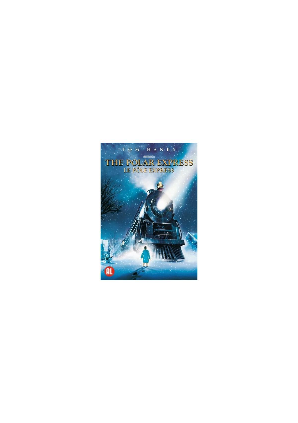 Filmhoes: The Polar Express. Een trein 's nachts. Een jongen en de trein in de sneeuw. Tom Hanks wordt genoemd.