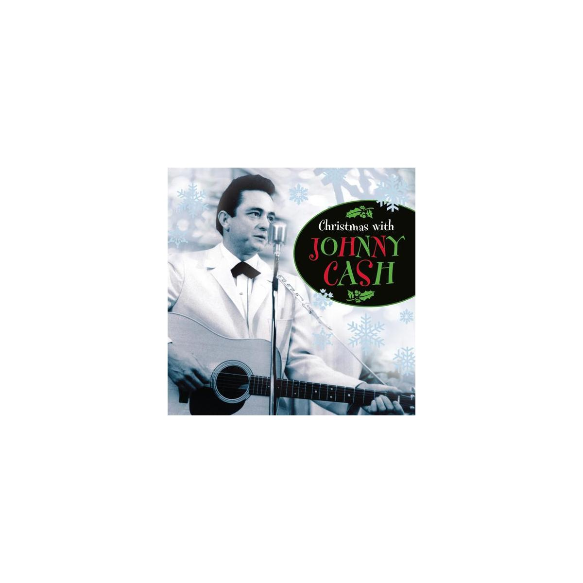 Albumhoes van Johnny Cash met een microfoon, een gitaar en tekst.