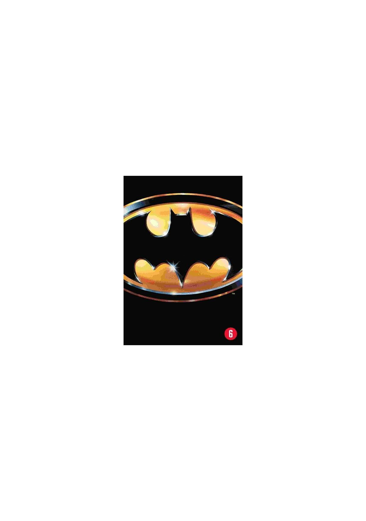 Logo Batman. L'emblème est doré sur fond noir. Le numéro 6 est en bas à droite.