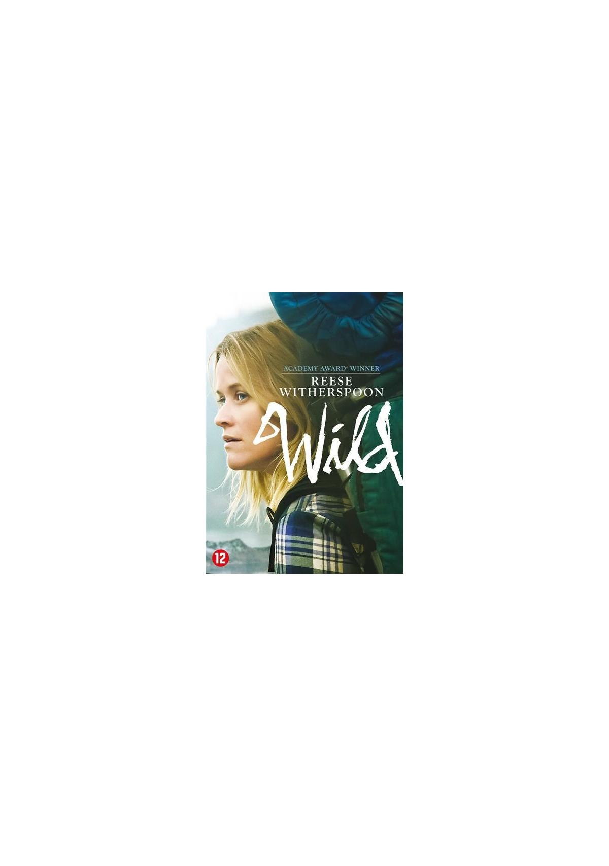 Affiche du film 'Wild' avec Reese Witherspoon. Elle regarde à gauche. Le titre est en écriture blanche. Il y a une classification de 12.