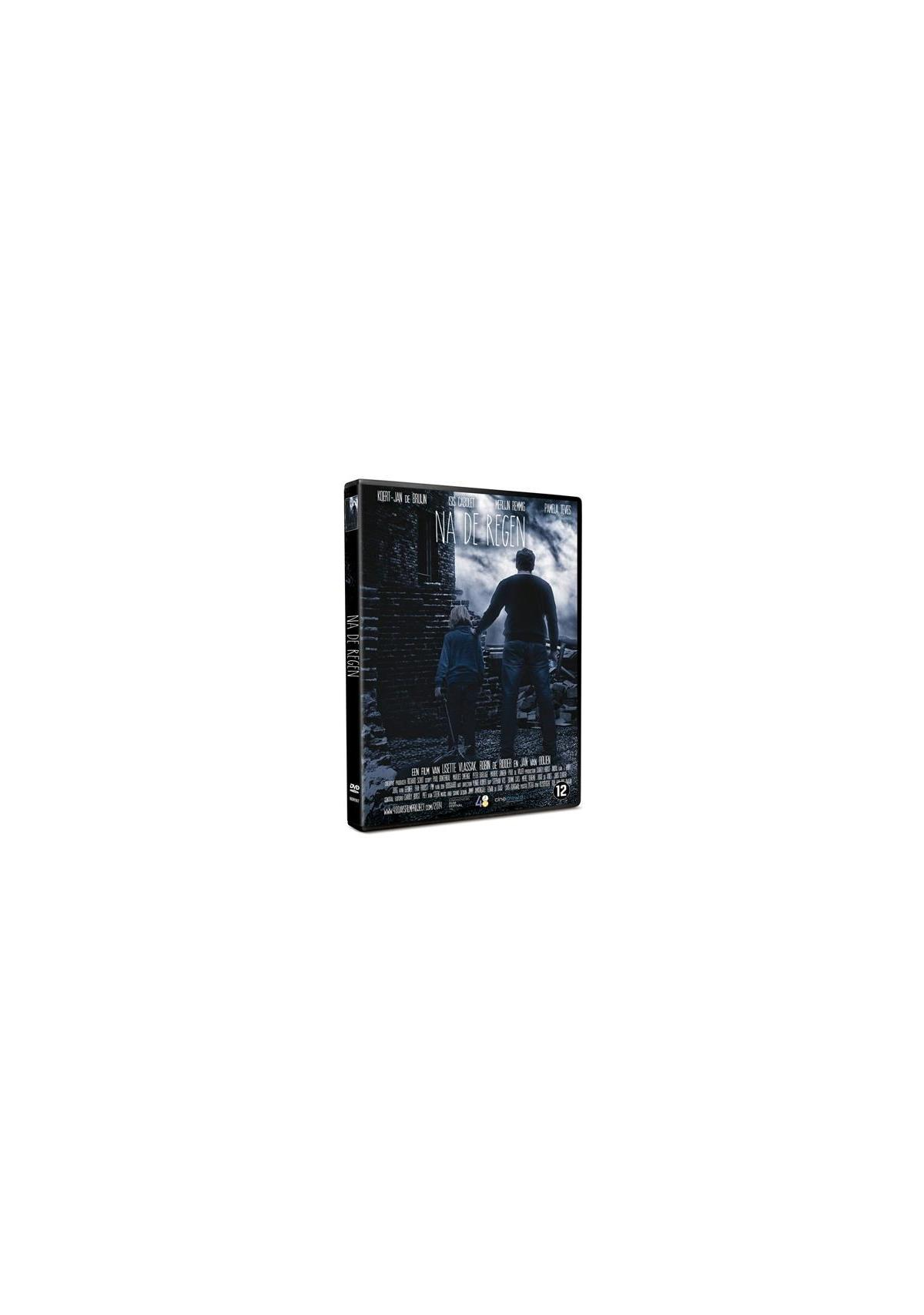 DVD-hoes: Een man en een kind lopen weg, donkere figuren tegen een witte achtergrond. De titel 'Na Derken' is zichtbaar.