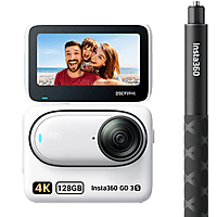 MediaMarkt INSTA360 GO 3S 4K Vlog Bundel 128GB - Met selfie stick Actioncam Wit aanbieding