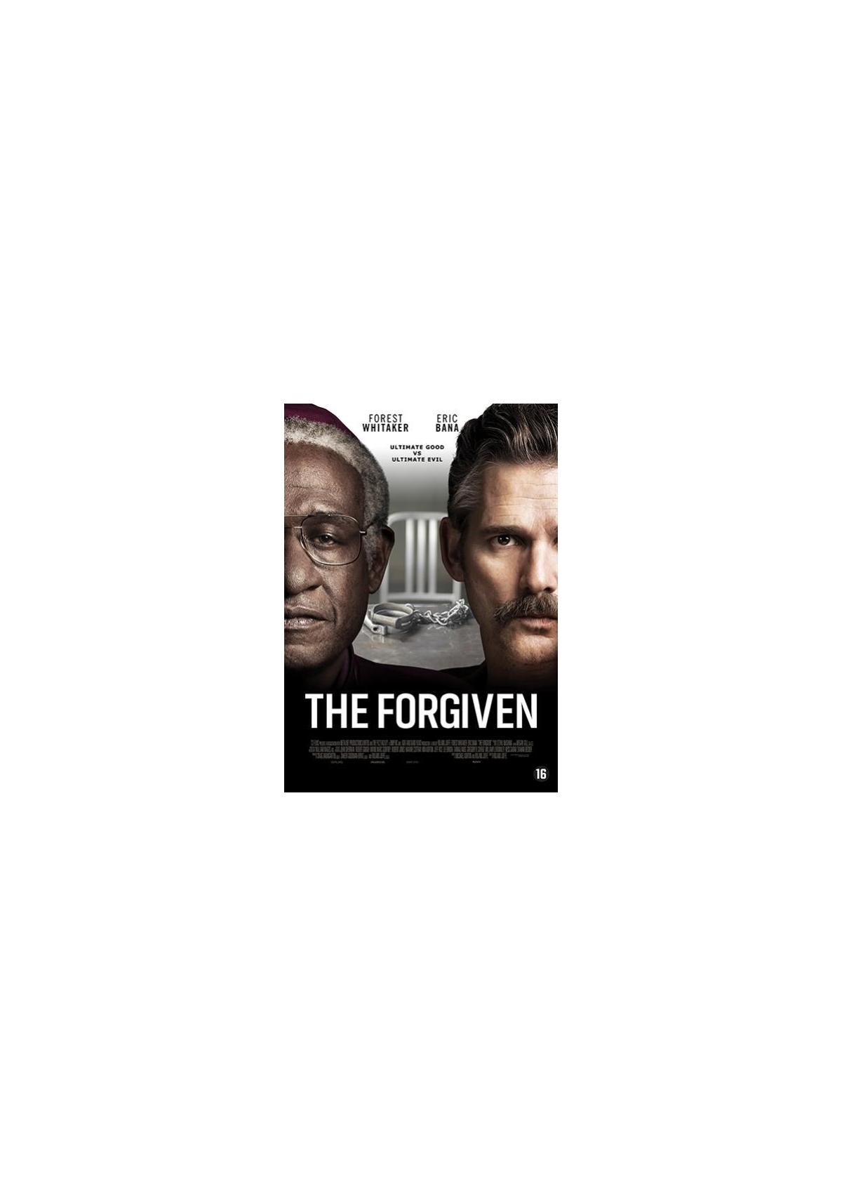 Affiche de film : Deux hommes, l'un avec des lunettes, l'autre avec une moustache. Titre : THE FORGIVEN.