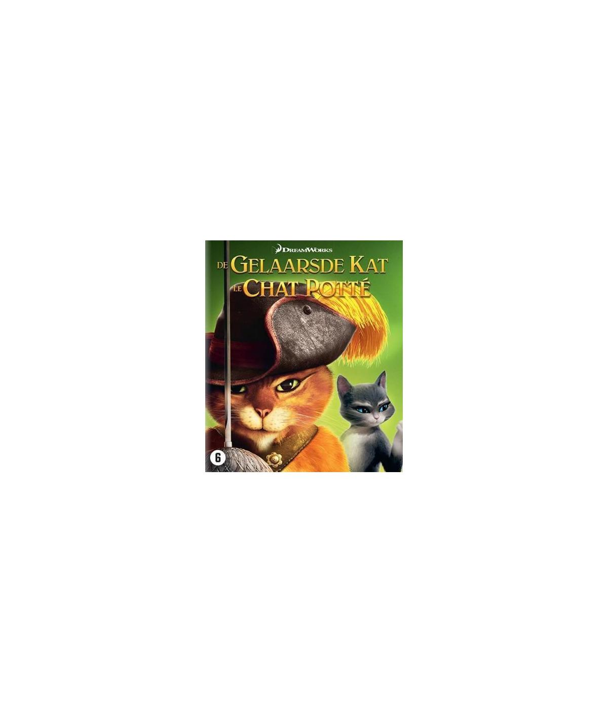 Couverture DVD du Chat Potté. Il montre le chat avec une épée et un autre chat. Le titre est en néerlandais.